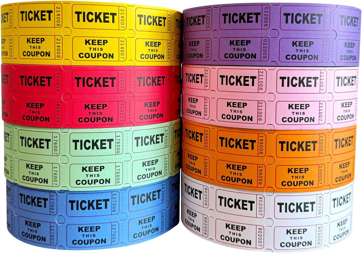 Yuanhe Raffle Tickets Double Roll - 16000 Total 50/50 Raffle Tickets for Events, Entry, Class Reward, Fundraiser, Carnivals, Door Prizes
