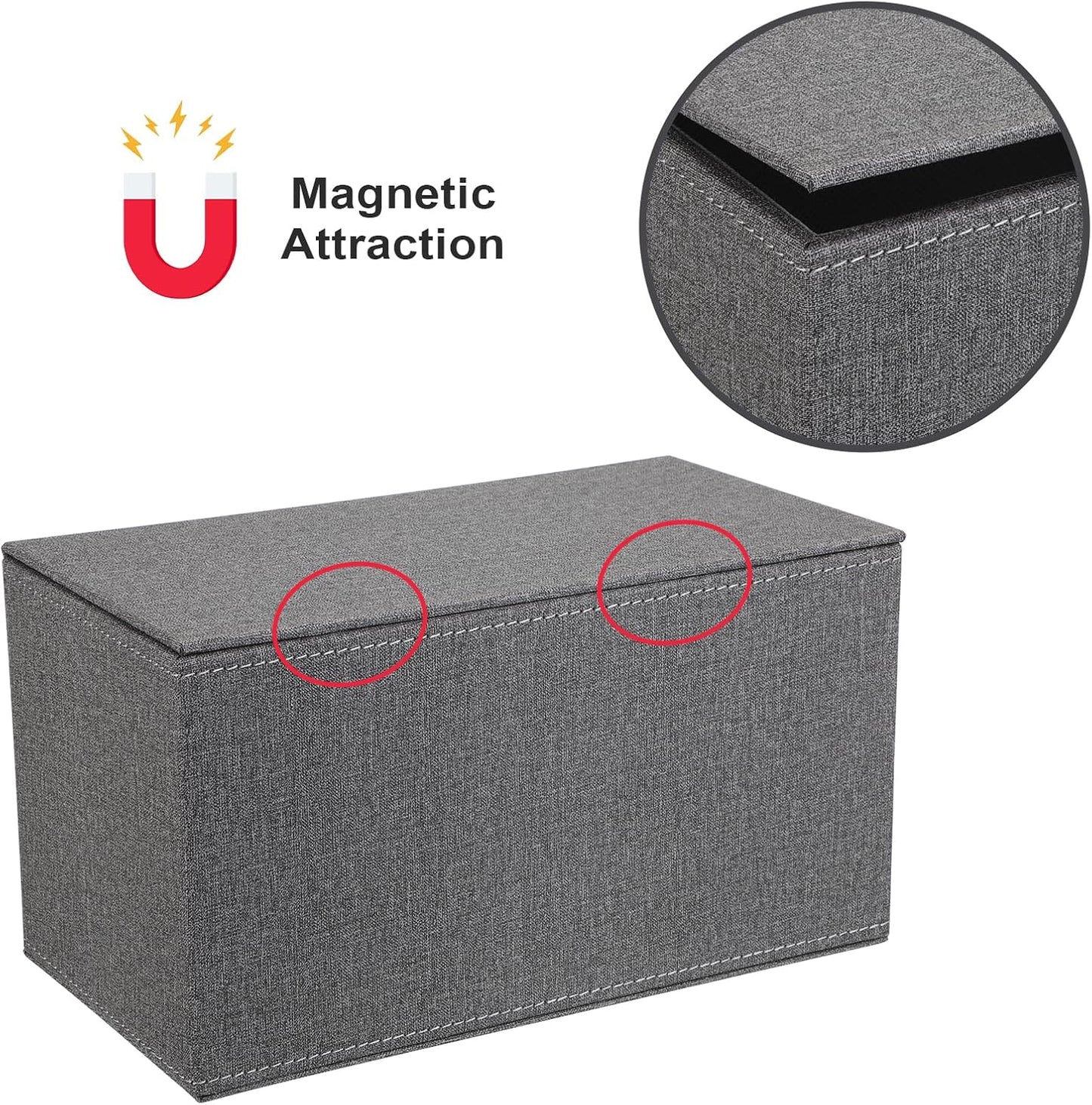 Sumnacon Tissue Box Cover Rectangular Tissue Box Holder Linen Tissue Box with Magnetic Bottom Decorative Grey Tissue Box for Bathroom Toilet Living Room Table Desk Office Car, Large