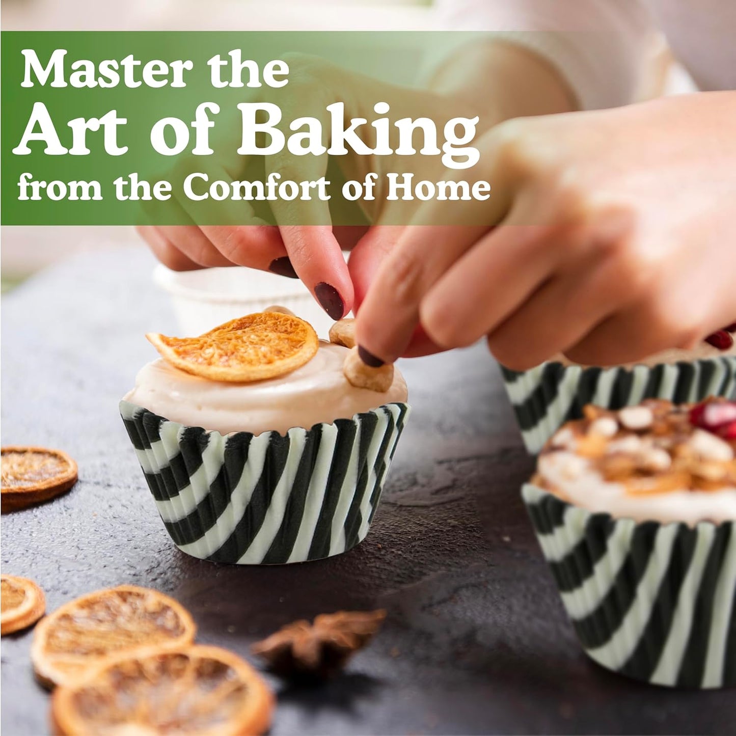 Regency Wraps Greaseproof Professional Grade Baking Cups, Pack of 40, Standard Liners, Black/White Stripe, for Cupcakes, Muffins, Candy, Non Stick