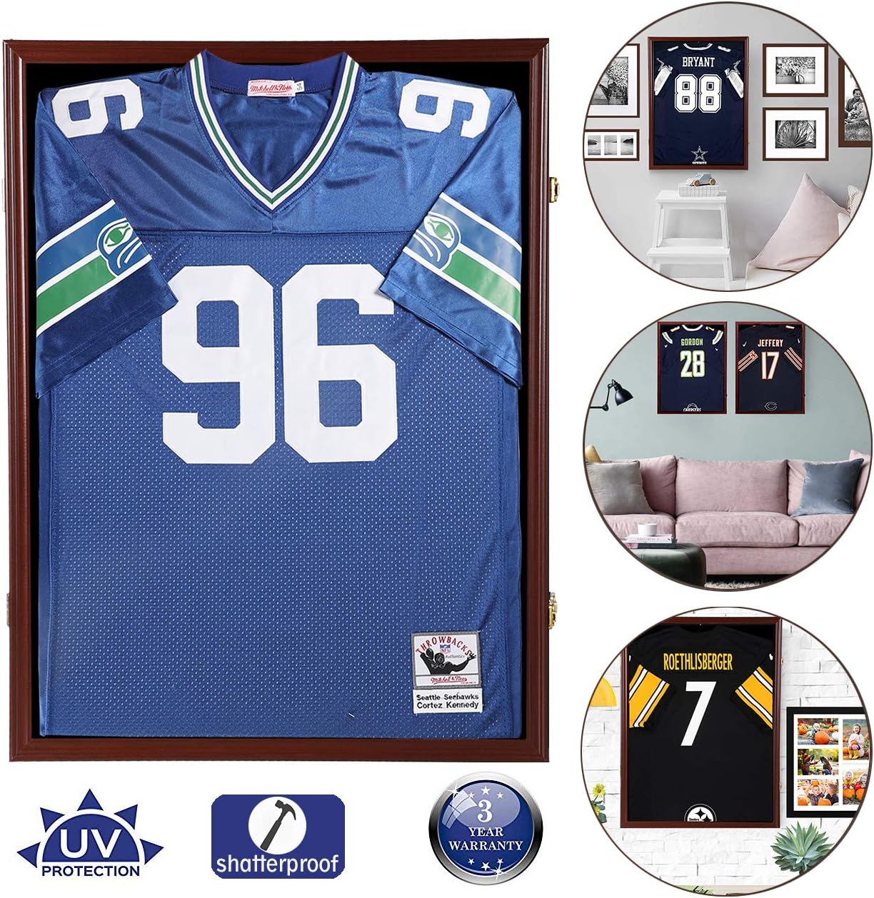 Jersey Display Frame Case Large Frames Shadow Box Lockable with UV Protection Acrylic Hanger and Wall Mount Option for Baseball Basketball Football Soccer Hockey Sport Shirt