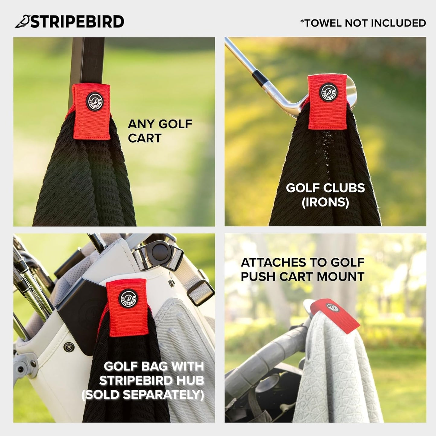 Stripebird - Magnetic Clip for Any Towel (Red) - Highest Strength Magnet for Magnetic Golf Towel - Removable from Towels - Magnet Golf Towel - Magnetic Golf Towels for Men