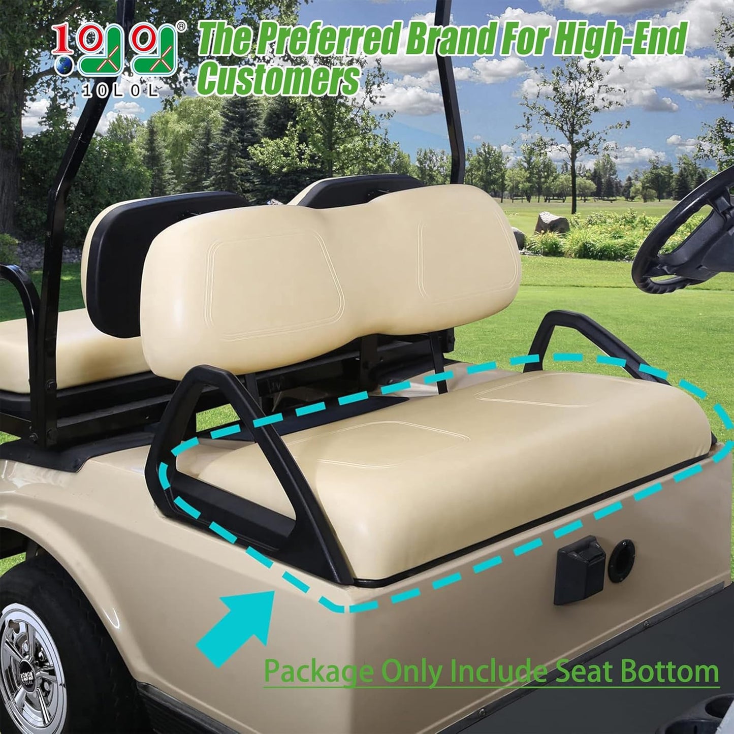 10L0L Front Seat Bottom & Backrest Assembly for Club Car DS 2000.5-up Golf Cart, Factory Style Replacement Cushions