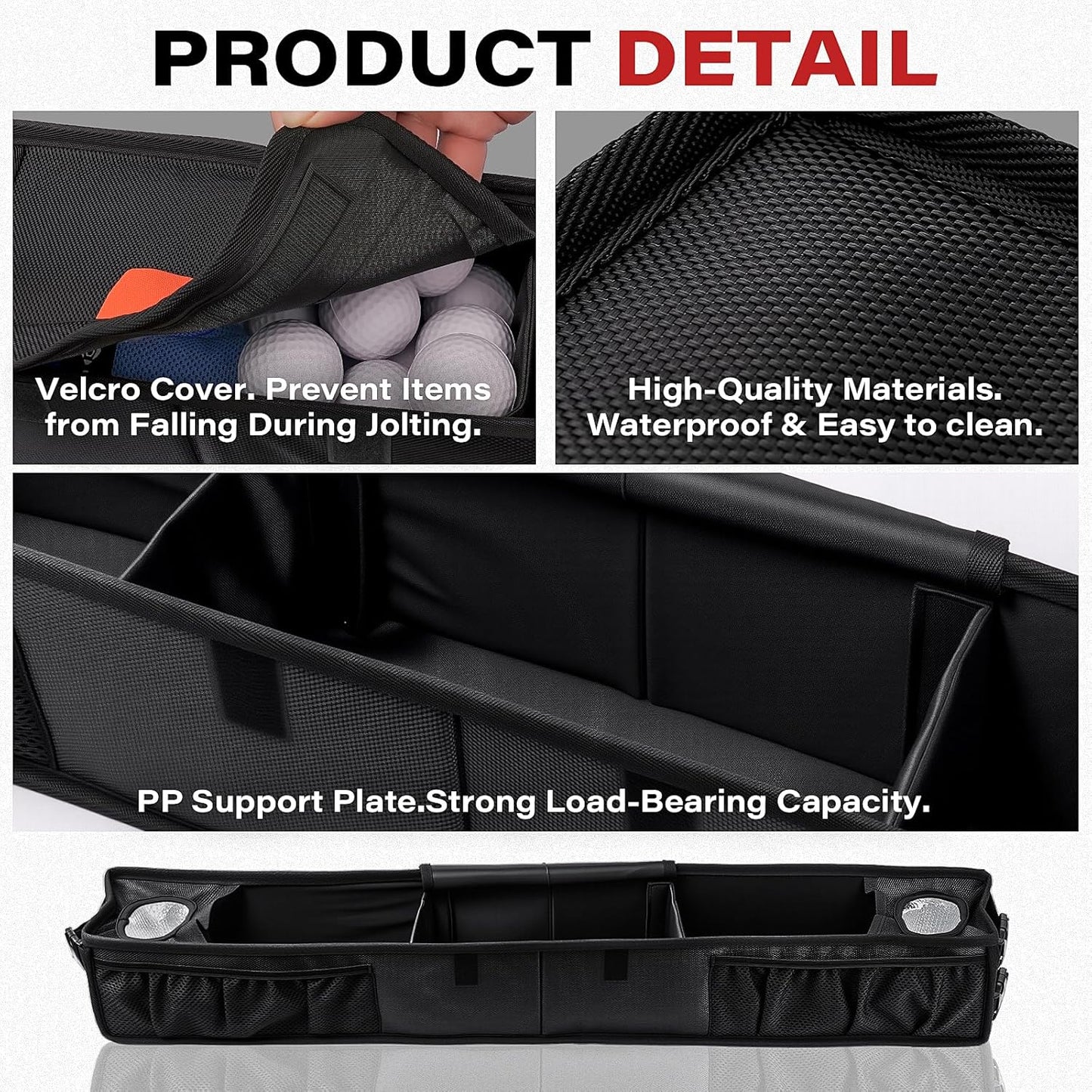 Golf Cart Storage Basket, No-Drilling Golf Cart Front Basket with Cooling Compartment & Adjustable Anti-Slip Buckle Strap, Fits Club Car, EZGO, Drive, Kandi Electric and ICON