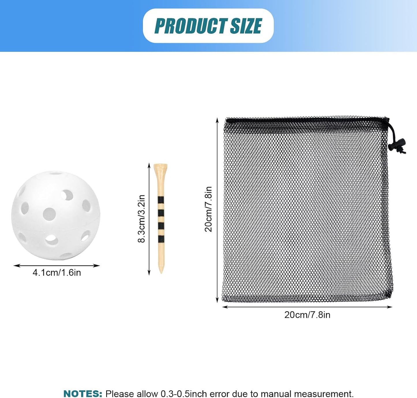 Plastic Golf Balls Practice Limited Flight Golf Training Ball Hollow Swing Practice Indoor Golf Balls with Mesh Drawstring Bag for Backyard Driving Range or Outdoor