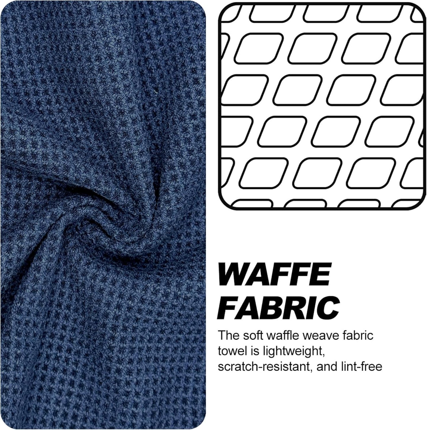 Magnetic Golf Towel with Clip, Microfiber Waffle Design - Industrial Strength Magnet for Strong Hold to Golf Bags, Carts & Clubs - Navy Blue