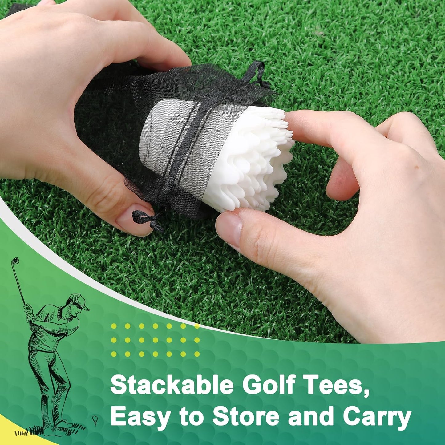 8 Pack ‌Simulator Golf Tees, TPU Unbreakable Material, Height from 1/4" to 2", Suitable for Indoor, Outdoor, Winter, Golf Mats, Turf and Driving Range