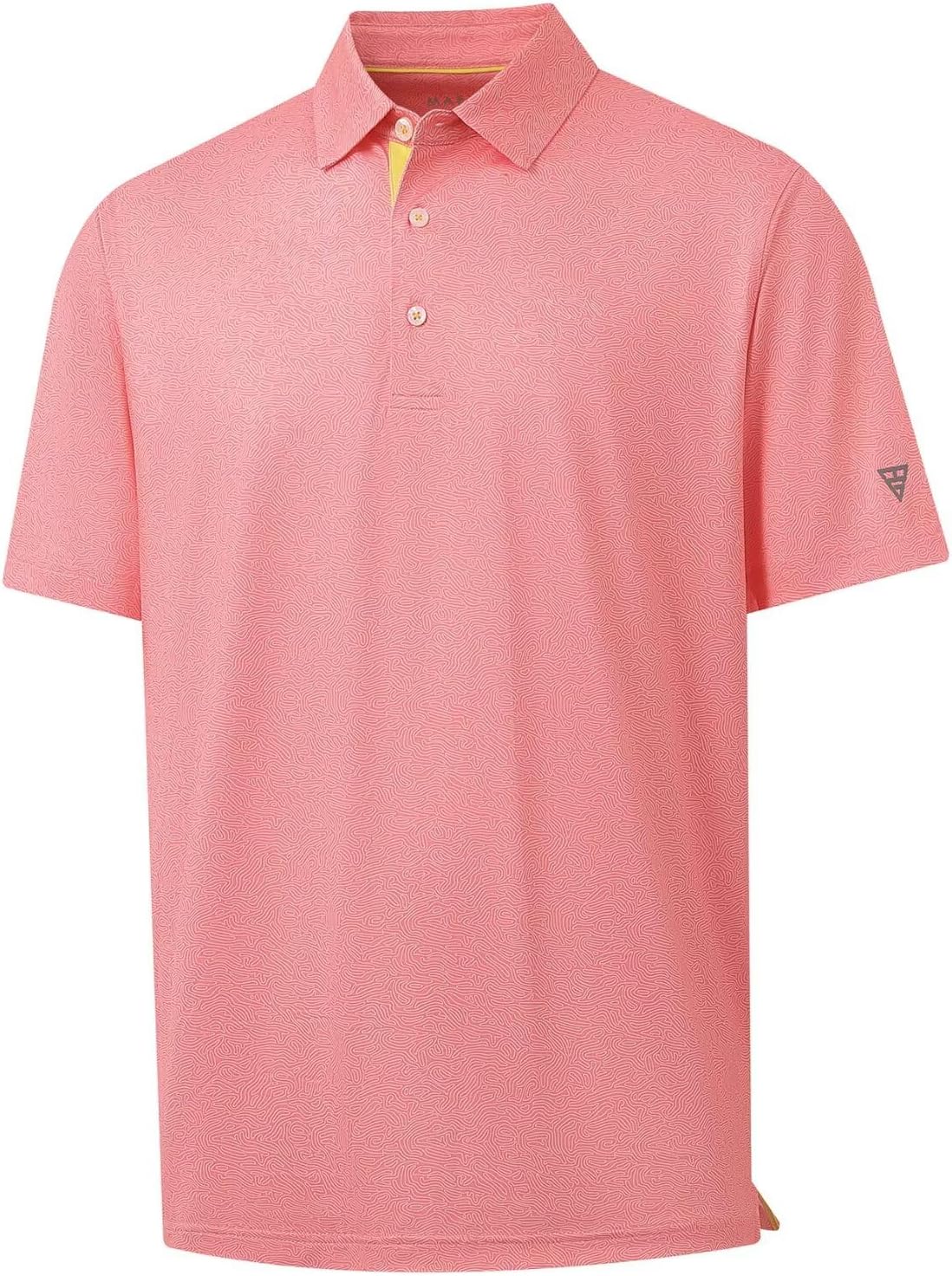 M MAELREG Mens Golf Shirt Short Sleeve Dry Fit Print Moisture Wicking Performance Patterns Collared Polo Shirt