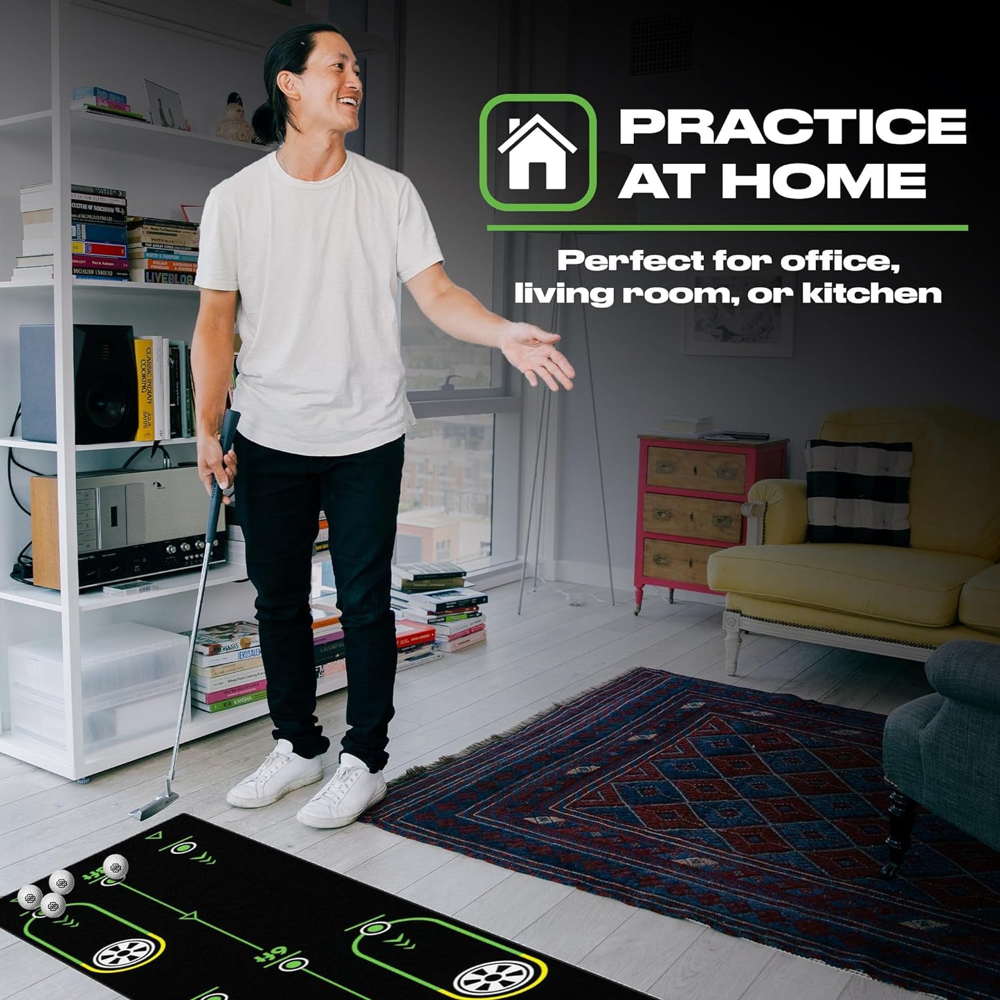 Back 2 Basics 10ft Golf Putting Mat - Premium Indoor Putting Green, Realistic Golf Putting for Training - Golf Practice Mat for Indoor/Outdoor Use, Putting Practice Mat for Golfers