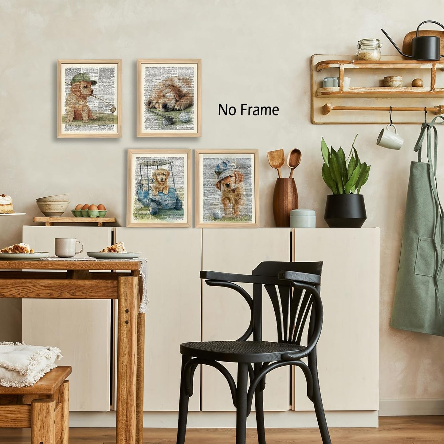 KSDUT Vintage Dog Golf Wall Decor Art Set of 4 - Retro Golden Retriever Artwork Poster Prints Golf Club Wall Decor Golf Gifts Wall Art for Nursery Sports Room Dorm Decorations - 8"x10" Unframed