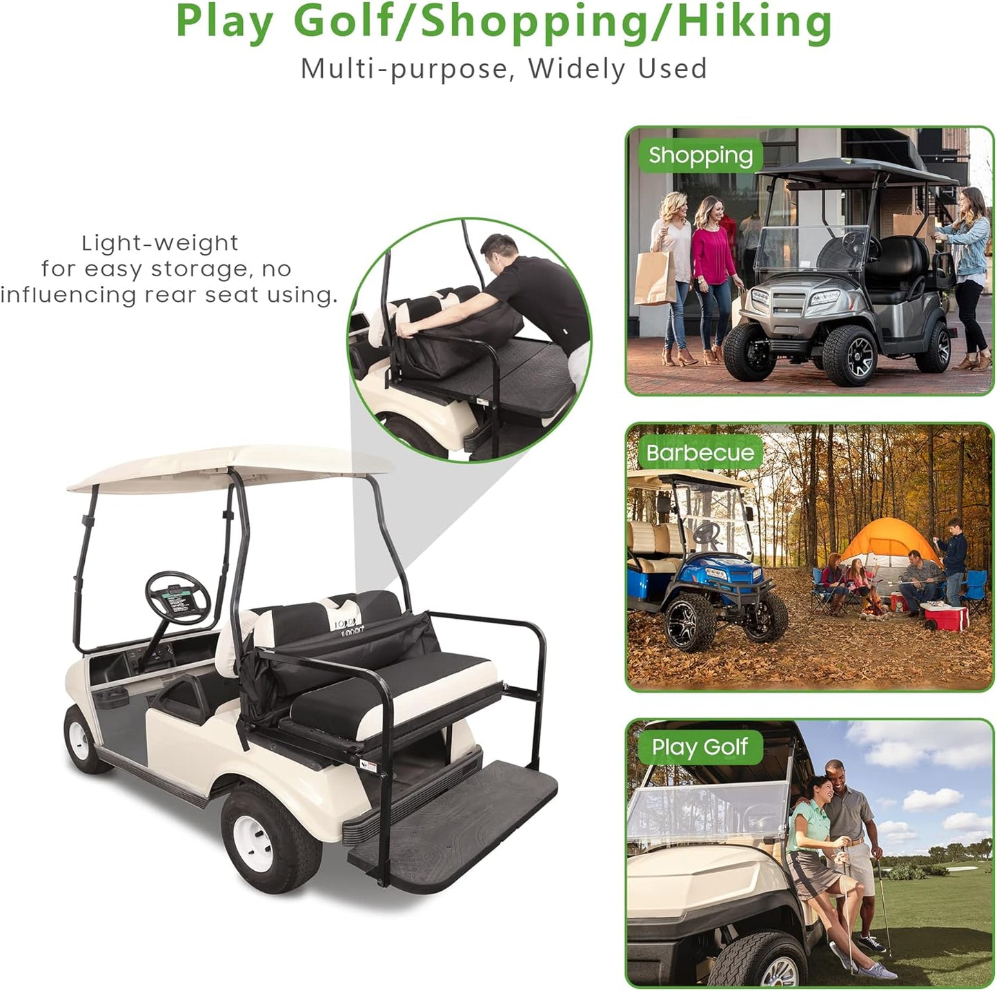 10L0L 4-Passenger Golf Cart Storage Bag,Cargo Bag with Zipper,Strong Buckle,Expand Space for Yamaha,Club Car, EZGO Back Seat Storage