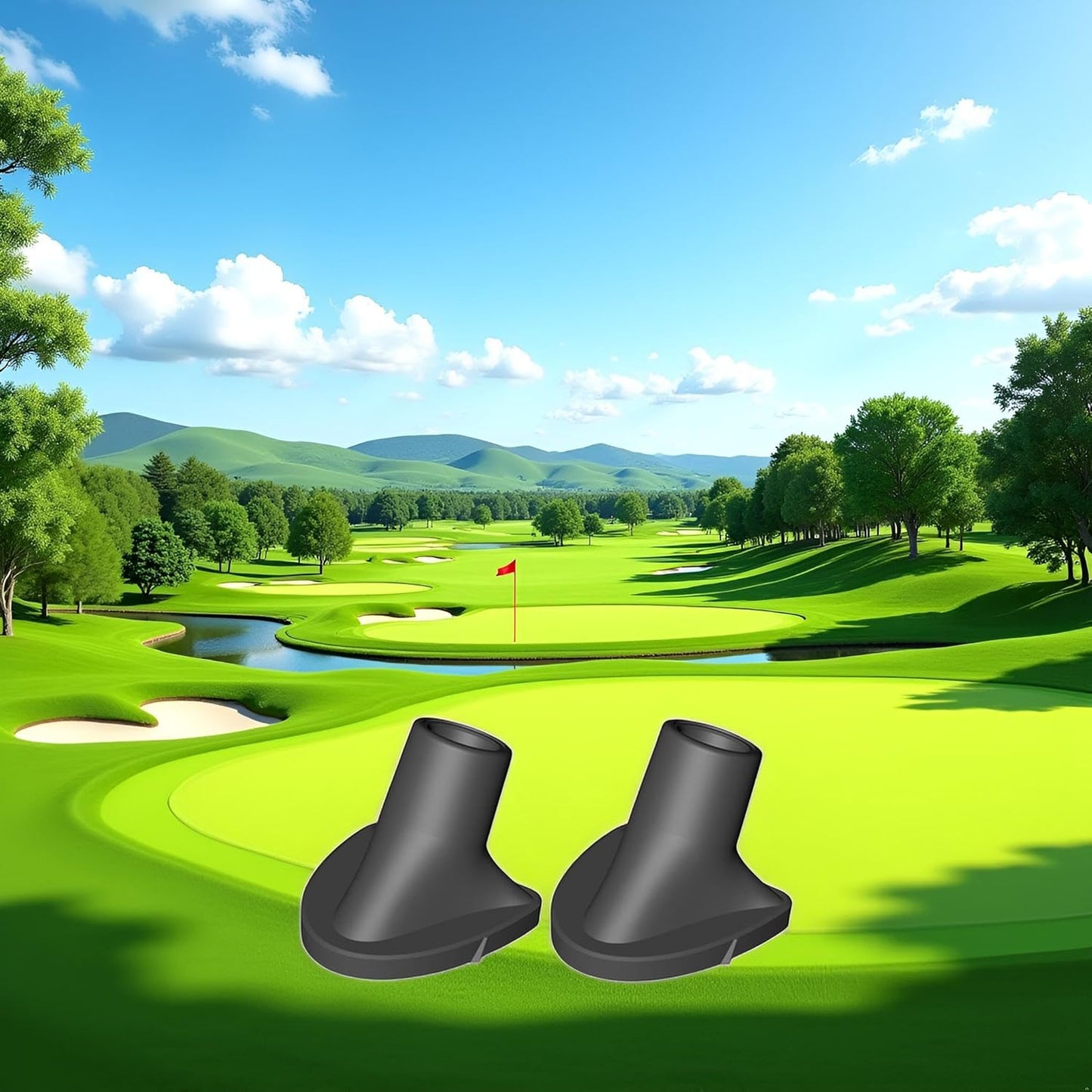 Jowxsx 2 Pcs Black Golf Bag Stand Feet Replacement, Wear-Resistent Golf Bag Rubber Feet Replacement, Necessary Golf Club Bag Accessories Strong Grip, Easy to Install, Golf Club Bag Accessories