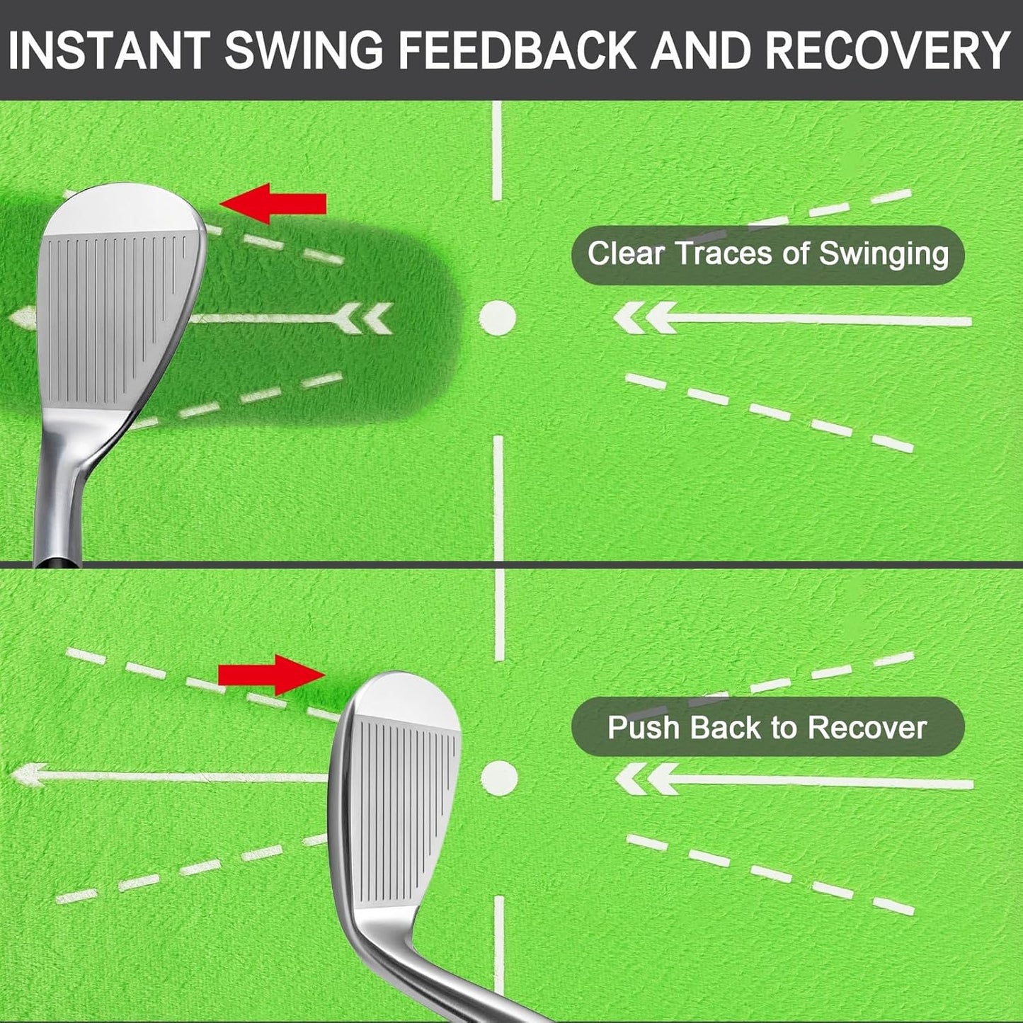 Large Golf Hitting Mat, 17.3"x13.4" Practice Mat with Swing Path Detection, Shock Absorption & Heavy-Duty Non-Slip Base for Indoor/Outdoor Use - Ideal Golf Gift for All Levels