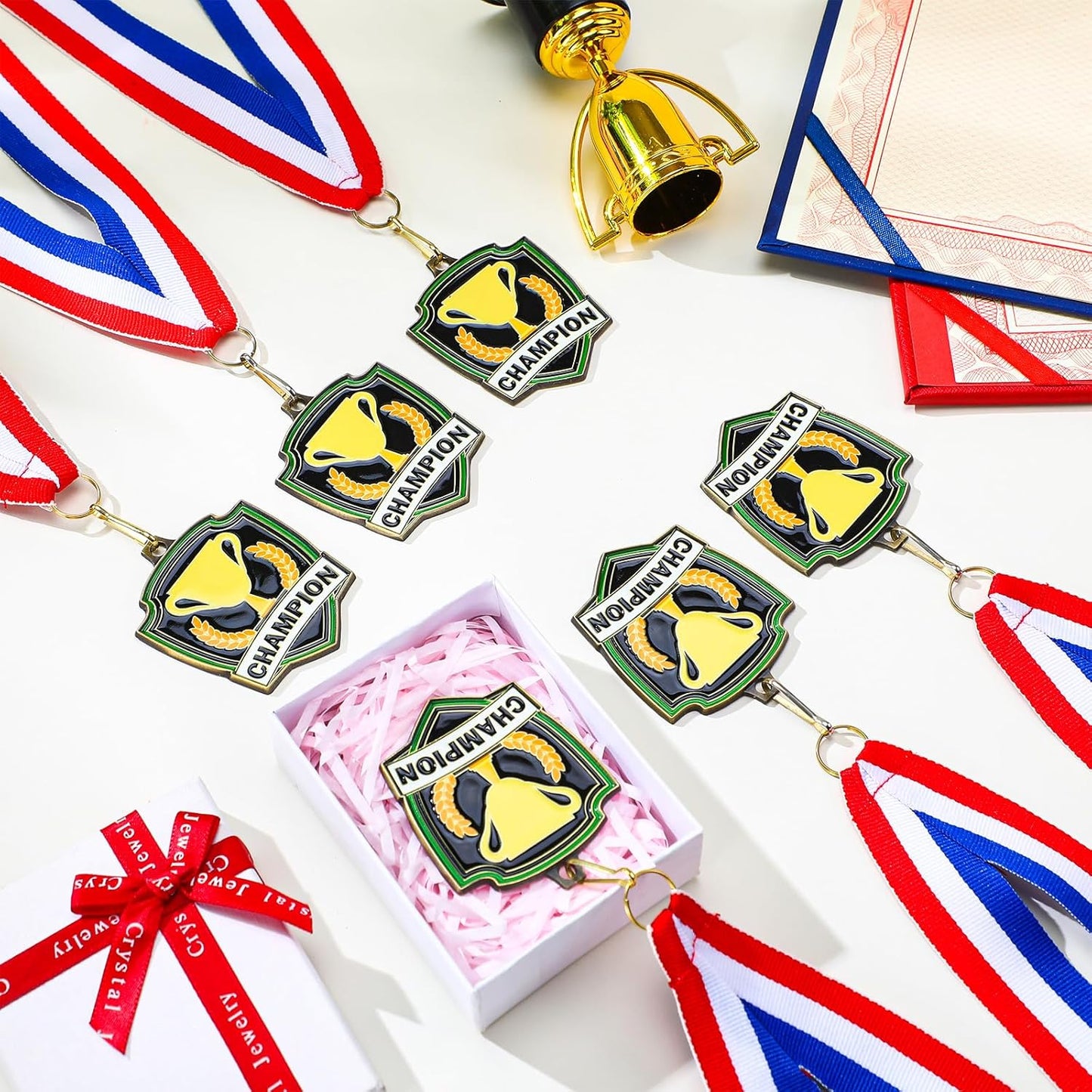 10/20 /30/40 Pcs Award Medals Bulk Sports Medals with Neck Ribbons 2.4 Inch Winner Award Trophy Prize Gift for Sports Themed Party Favors Tournaments School Match