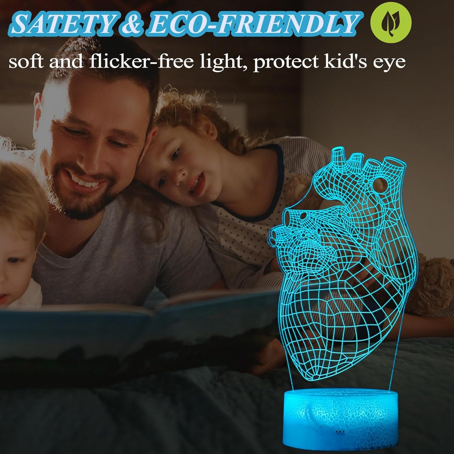 Heart Anatomy Illusion Lamp, Cardiology Gifts, 3D Night Light, 16 Colors Changing, Timer, 4 Flash Modes and Dimmable, Kids Room Decoration, Xmas Heart Model Gifts