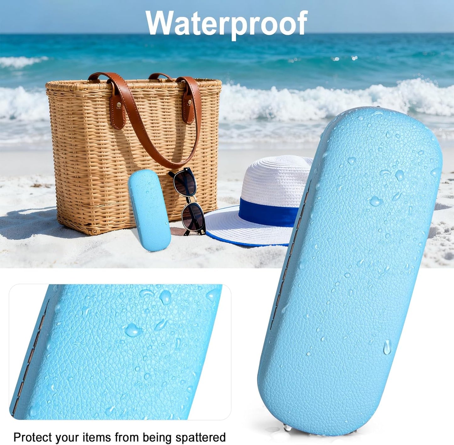 RayLove Glasses Case, Unisex Hard Shell Eyeglass Case, PU Leather Protective Hard Eye Glasses Cases with Eyewear Accessories