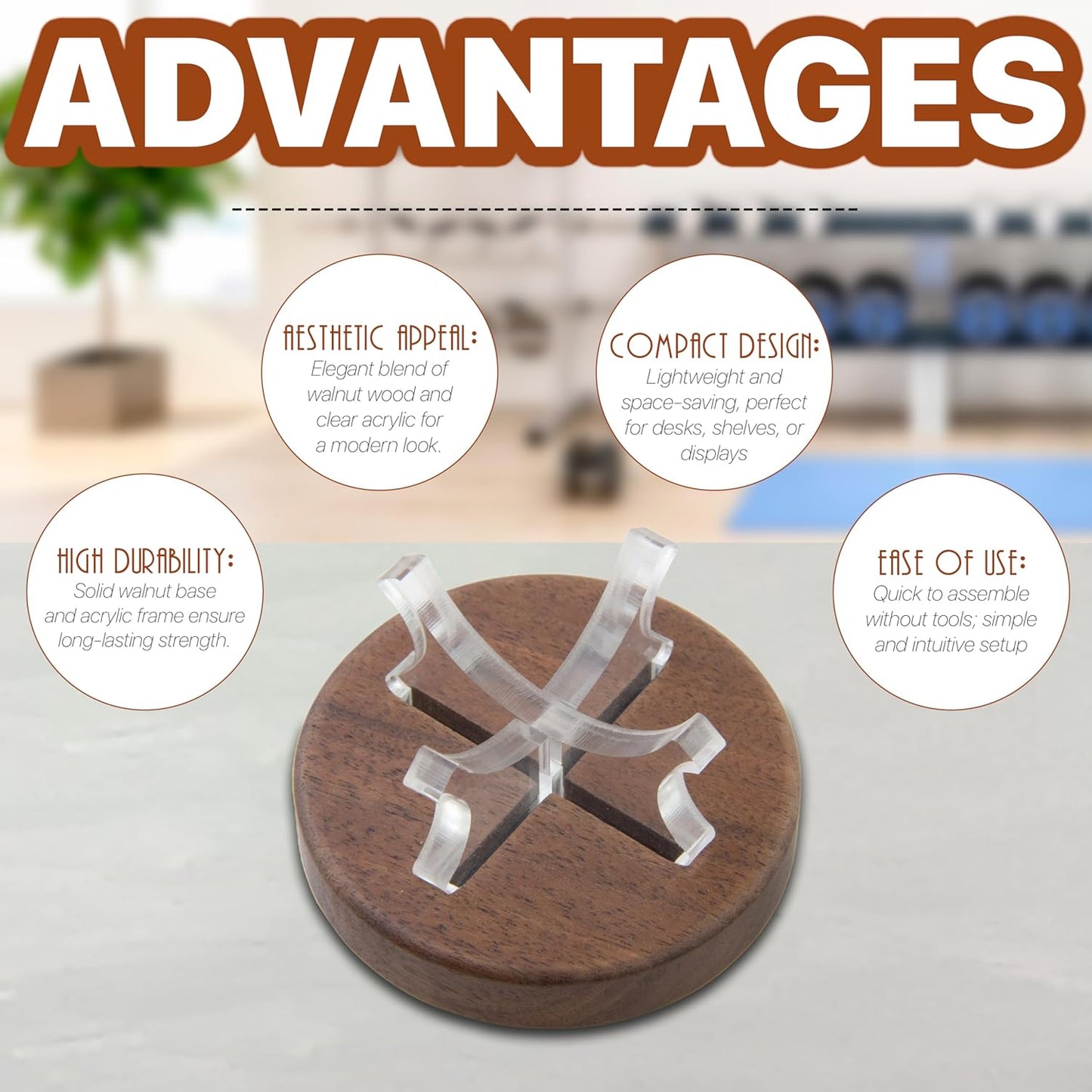 Set of 2 Baseball Display Stands – Walnut Wood Base with Clear Acrylic Support, Baseball Holder Stand for Display, Softball Stands, Golf Ball Holder, Tennis Ball Display Box for Memorabilia