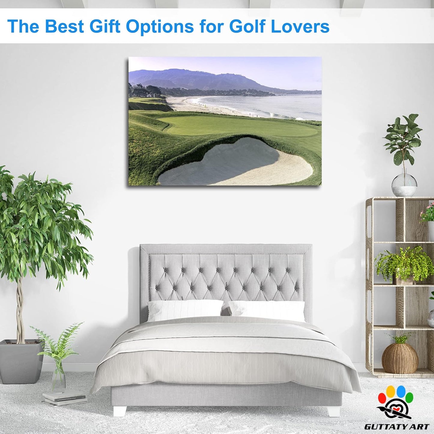 GUTTATY Golf Course Wall Art, Golf Pictures Posters Canvas Print Wall Decor for Golfer's Man Cave Home Ofice Ready to Hang (32x48 Inches)