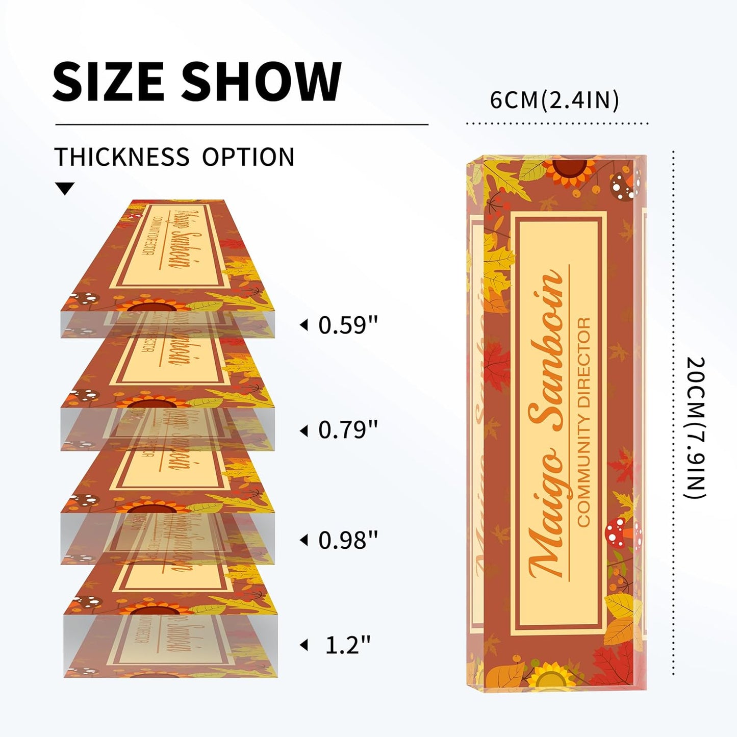 Personalized Name Plate for Desk Custom Acrylic Desk Name Plate Custom Employee Appreciation Gifts Office Gifts for Women, Men, Boss, Coworkers, Teacher, Nurse (Autumn)