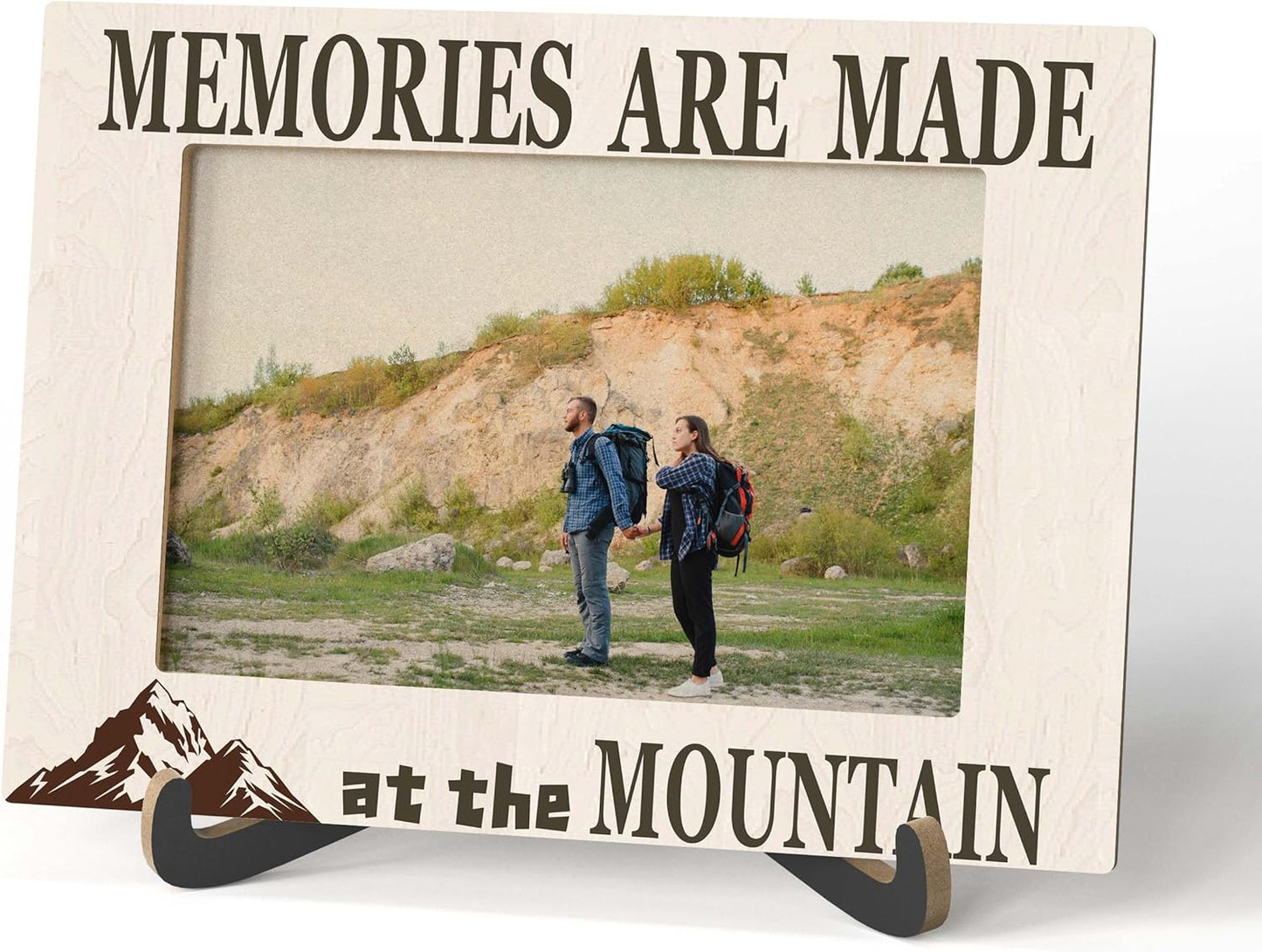 Mountain Photo Frame - Landscape Wooden Tabletop Picture Frame with Stand - Gifts For Nature Lover - Camping Gifts for Family Friends Colleagues - Home Office Desk Decor -A55