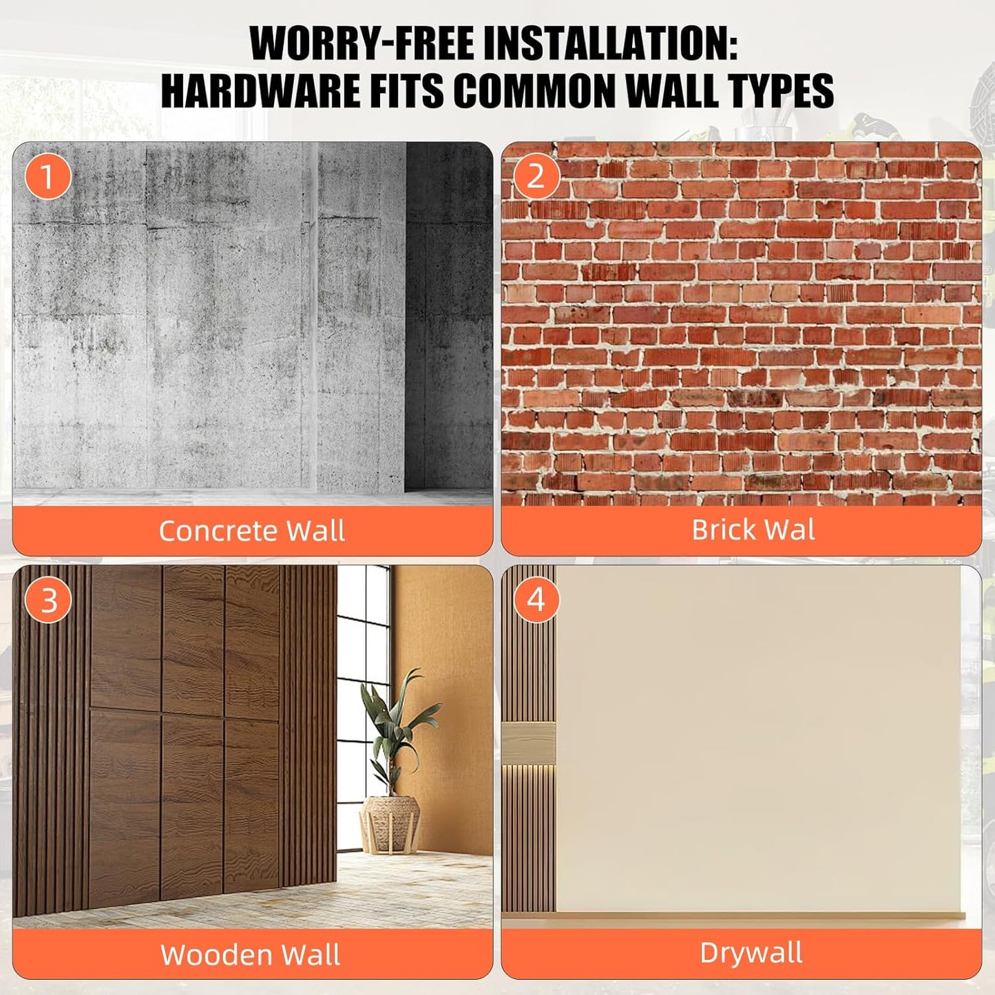 Garage Hooks, 6 Pack Large Round Wall Hooks for Hanging Heavy Duty Ladders, Bikes, Tools Ideal for Garage, Garden, Basement Utility Room Storage (Orange)