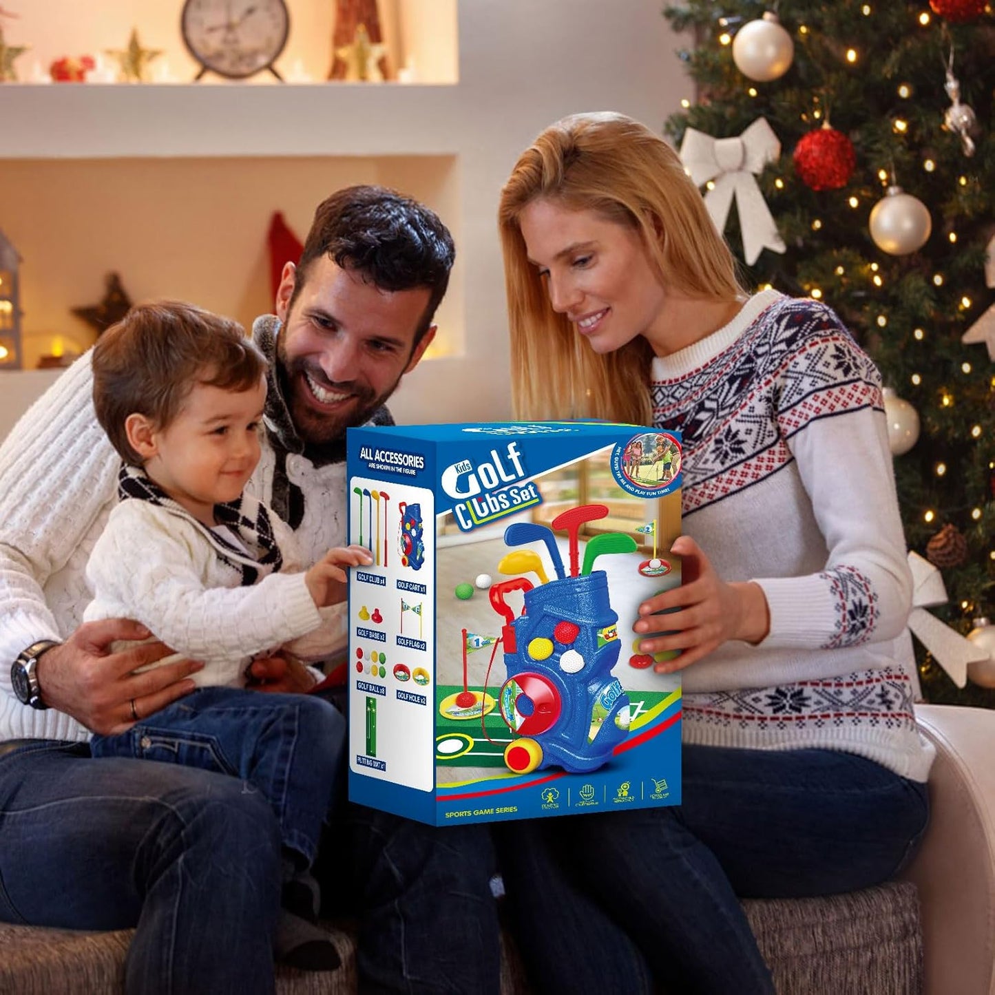 Letapapa Toddler Golf Set, Upgraded Kids Golf Clubs with Putting Mat, Toys for Boys 3 4 5+ Years Old, Indoor Outdoor Sports Golf Toys with 4 Clubs, 8 Balls, 2 Practice Holes, Shoulder Strap, 20 PCS