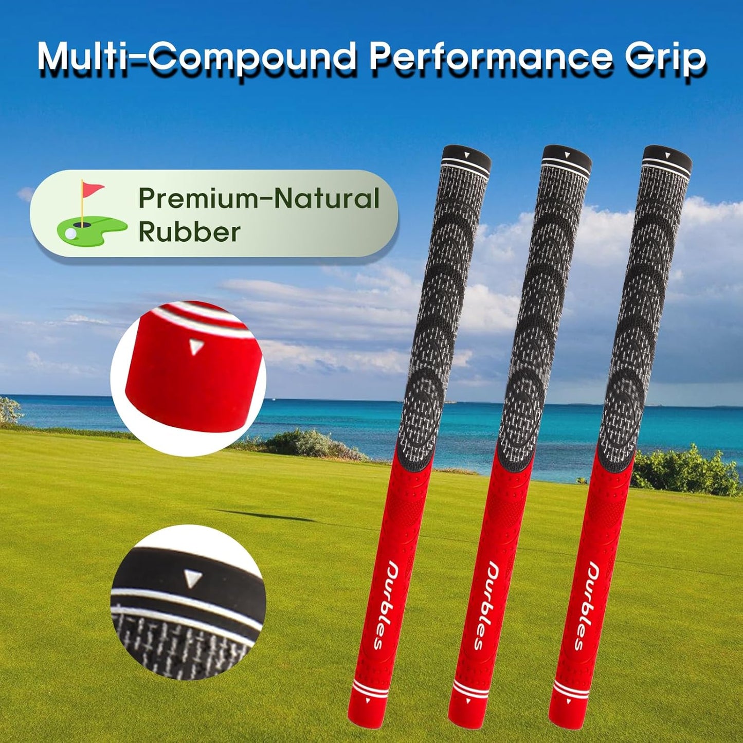 Golf Grips with Regripping Kit – All Weather Multi-Compound Golf Club Grips for Men & Women – Corded Rubber Grip Set – Standard & Midsize Wood and Iron Grip Kit – All Level Golfing Accessories