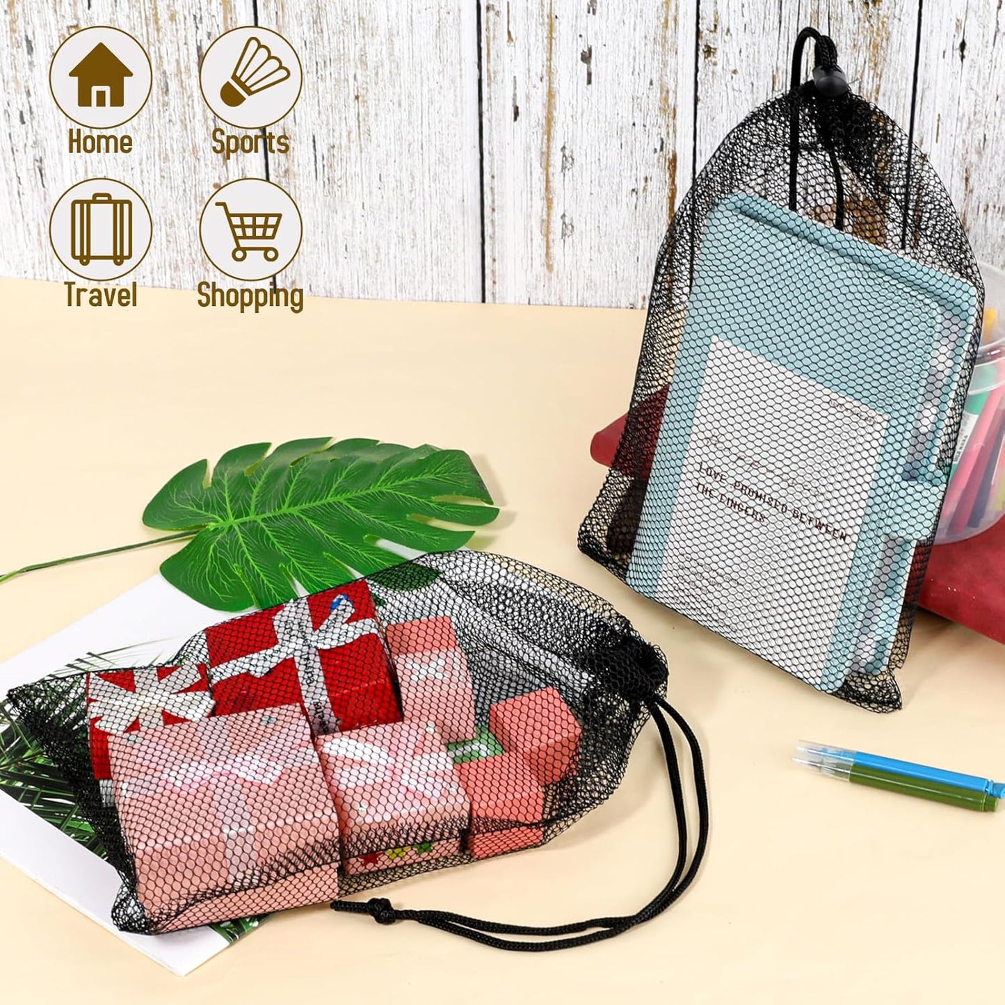 Sliverdew 10PCS Small Mesh Bags Drawstring Black Nylon Mesh Drawstring Bag Mini Mesh Pouch Bag Nylon Net Bags with Drawstrings Small Travel Stuff Bags Sacks 8 x 12 inch