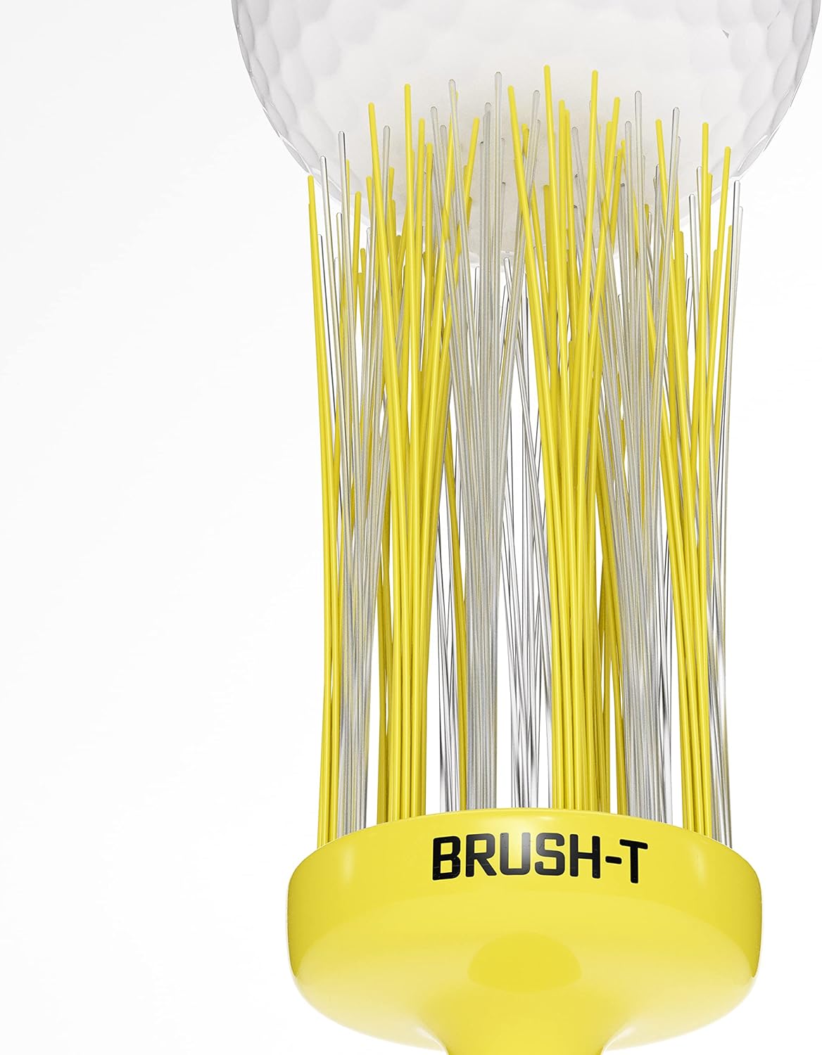 Brush-T Premium Plastic Golf Tees, Yellow XLT 4-Pack, Size 3 1/8", Unbreakable Innovative Design, Consistent Height, Perfect Golf Gift for Men and Women. Golfing Brush Tees, Works with Any Golf Ball