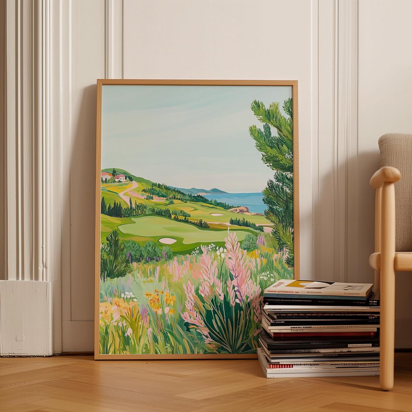 Golf Course Floral Pastel Art Print Posters - Premium Giclee Fine Art Prints - Golf Course Home Decor Posters, Golfer Art Prints for Home and Office Decor - Vintage Aesthetic, Ready to Frame