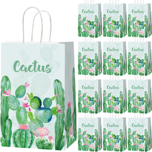 Gisgfim 12 Pcs Cactus Party Favors Candy Bags Cactus Theme Boho Birthday Party Goody Treat Paper Bags Floral Decorations