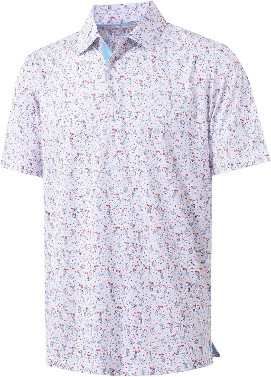 M MAELREG Mens Golf Shirt Short Sleeve Dry Fit Print Moisture Wicking Performance Patterns Collared Polo Shirt