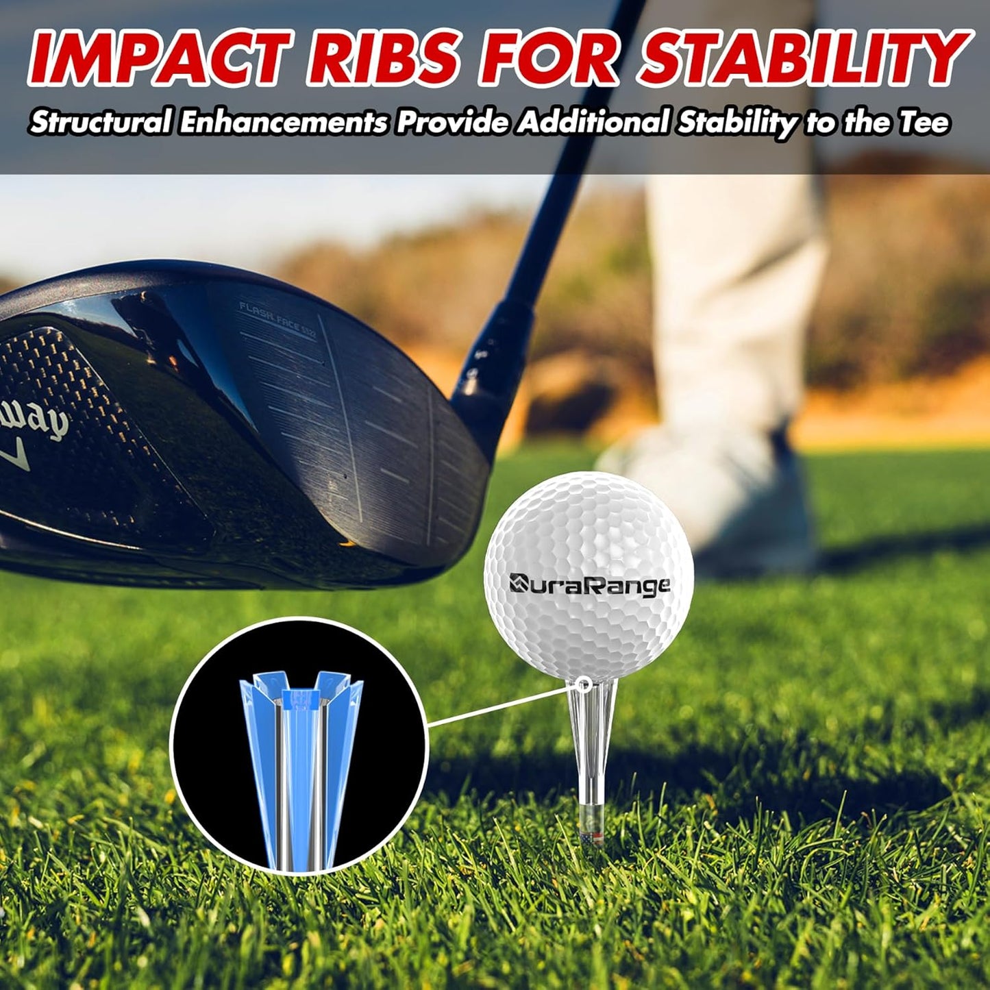 Premium Golf Tees - 5-Prong & 4-Prong Anti-Slip, Enhanced Stability, Unbreakable Golf T 3-1/4" for 360cc Drivers, Ideal Gift for Golfer