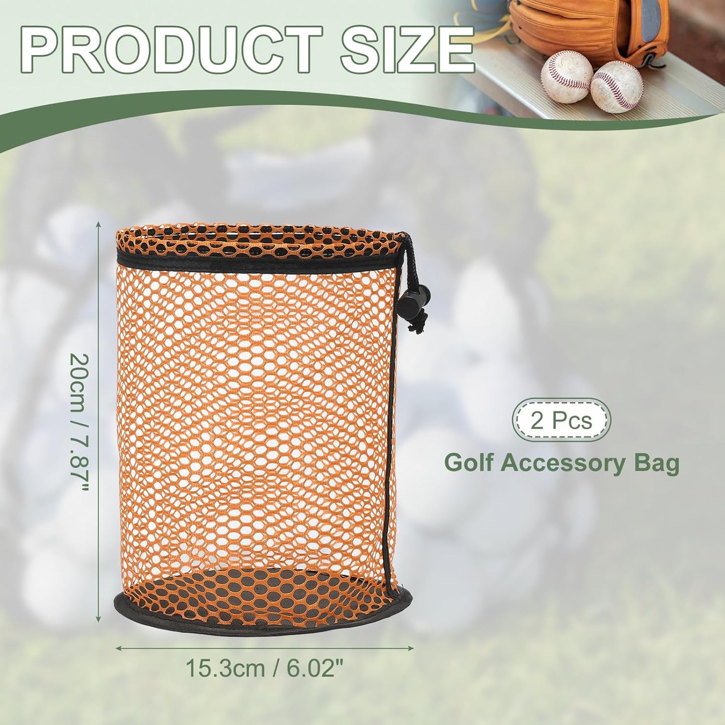 Golf Ball Storage Bag Nylon Mesh Golf Pouch with Adjustable Drawstring Closure for Balls Outdoor Sports Supplies