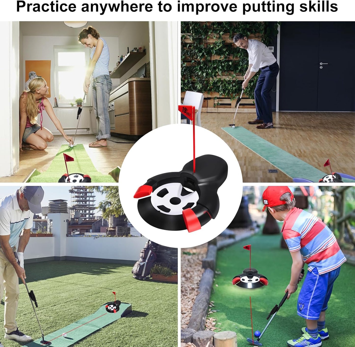 Golf Automatic Putting Ball Return Cup ，Putting Practice Automatic Putting Machine，Golf Cup Training Aid, Putting Returner for Indoor Outdoor Office Practic Golf Training Aids