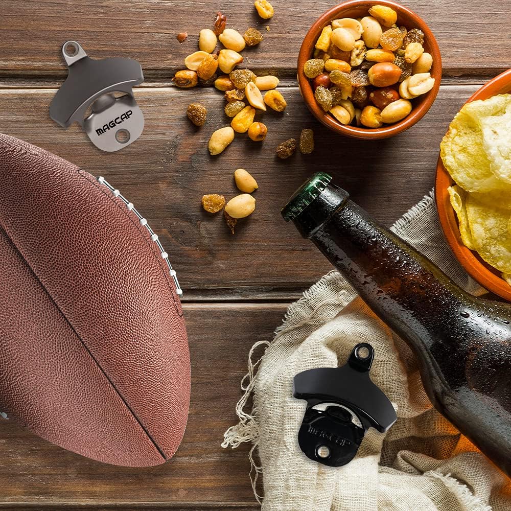 Outdoor Bottle Opener Wall Mounted - Style Magnetic Beer Bottle Opener that Catches Caps - Easy to Install and Incredibly Convenient