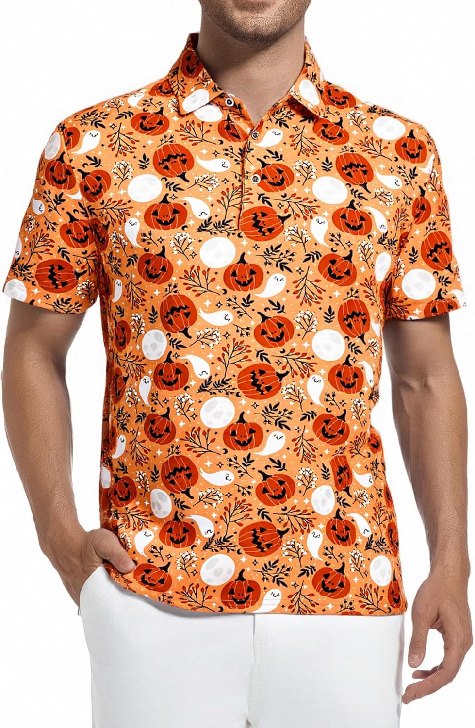 Alex Vando Mens Hawaiian Golf Shirt Moisture Wicking Digital Print Golf Shirts for Men