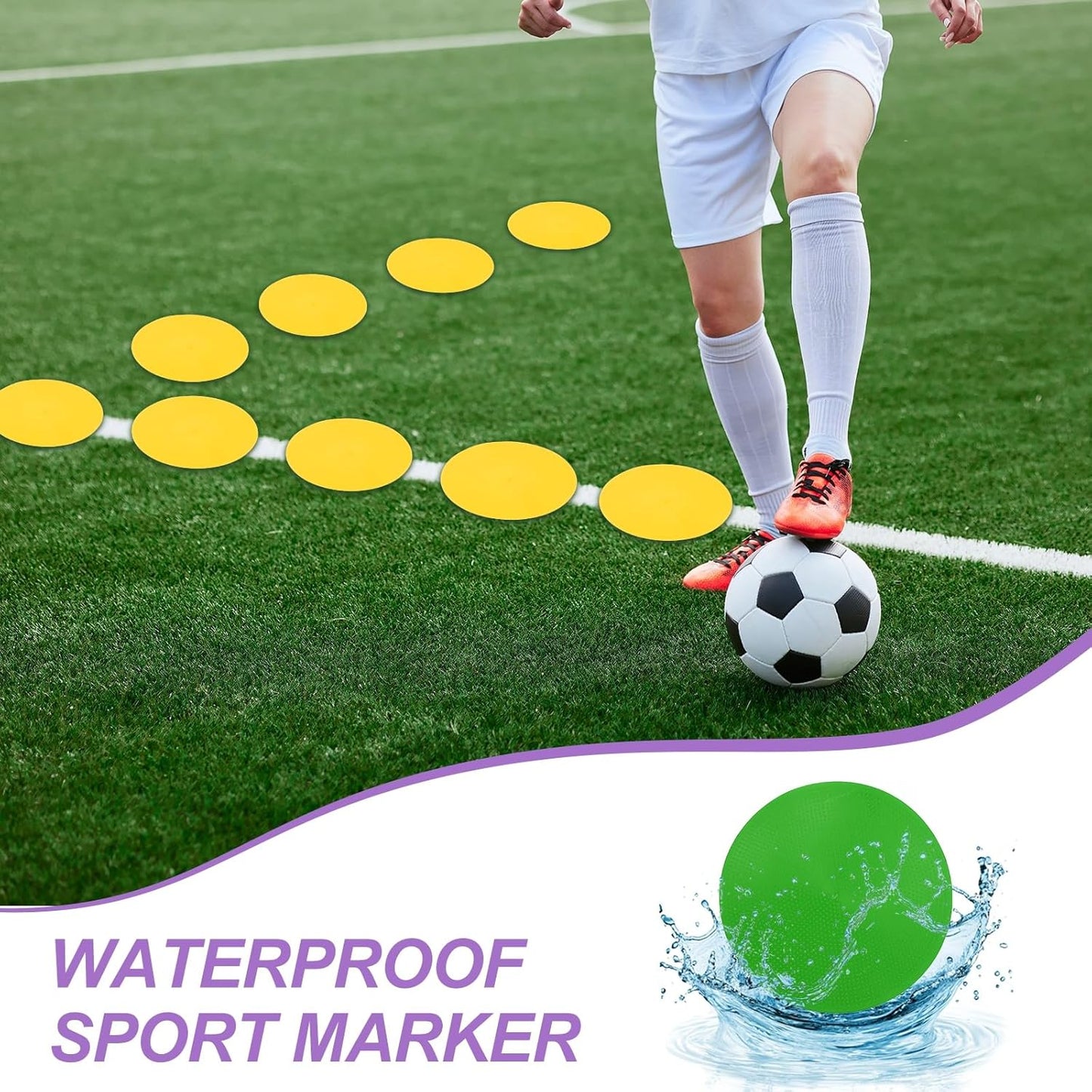 PATIKIL Spot Markers, Non-Slip Floor Dots Agility Markers Flat Field Cone Poly Dot