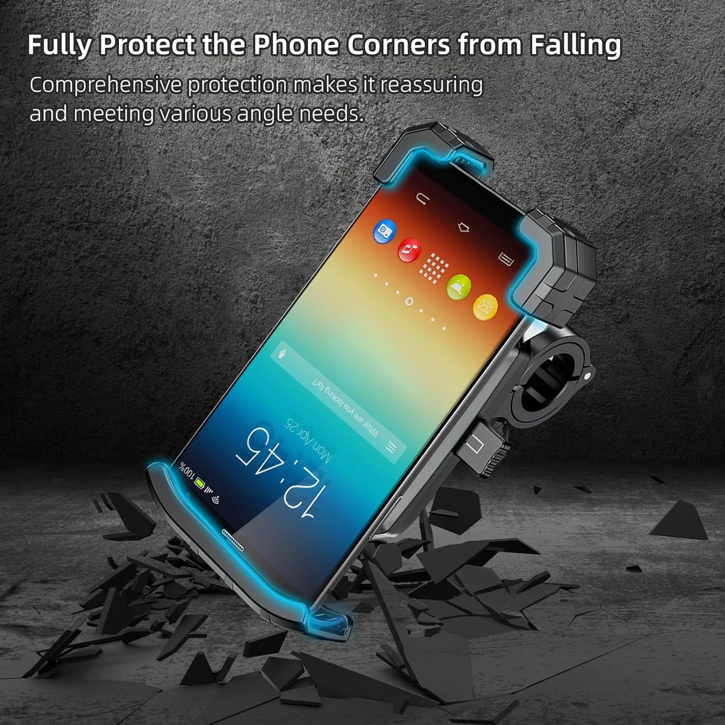 Roykaw Golf Push Cart Phone Holder Mount Compatible with Caddytek,Clicgear,Sun Mountain,Rovic, Caddy, Bag Boy,Golf Push Cart Accessories for Cell Phones,Full Silicone Protection/ 360°Rotatable