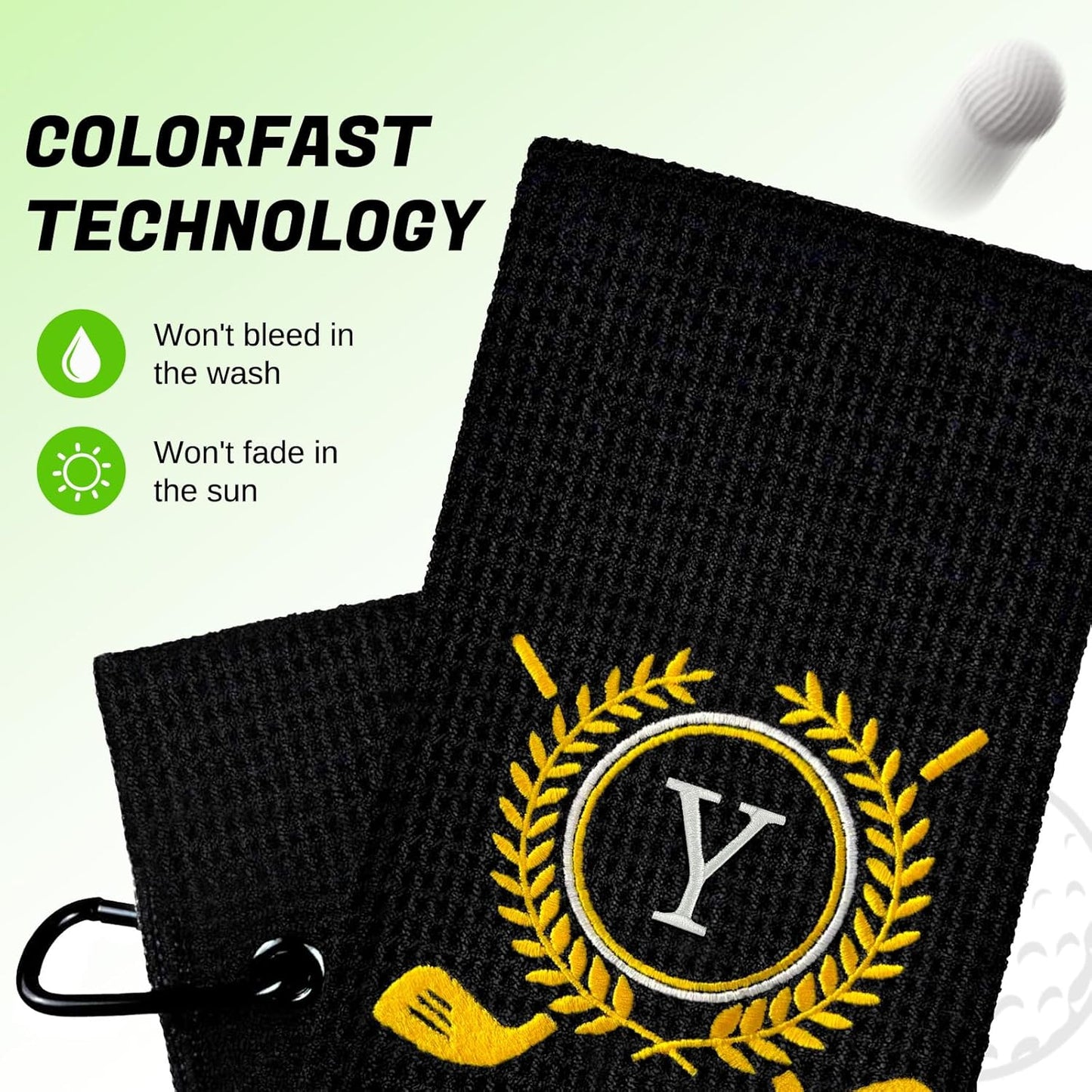 Personalized Golf Towels for Golf Bags - Microfiber Monogrammed Golf Towels for Men/Women, Retractable Brush Tool Kit with Club Groove Cleaner, Custom Golf Accessories for Golfers (Initial Y)