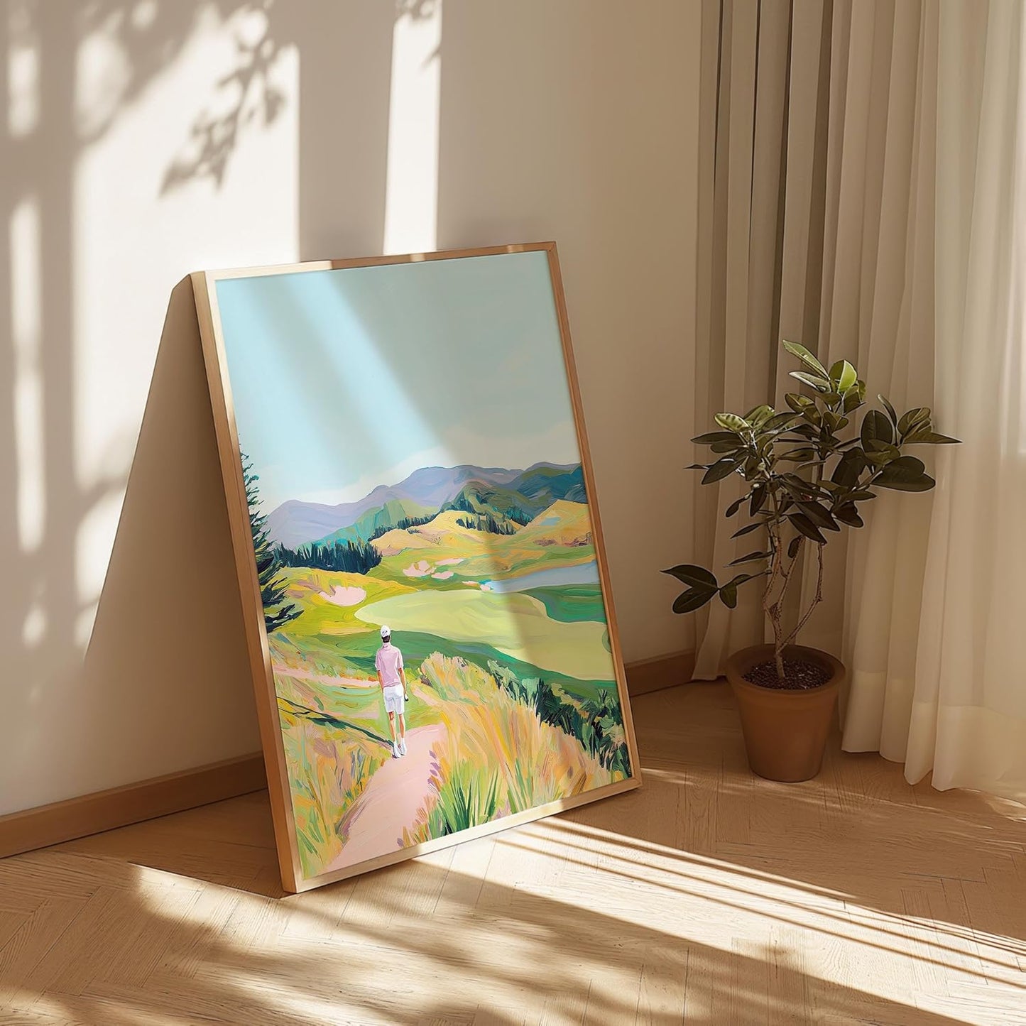 Golf Course Floral Pastel Art Print Posters - Premium Giclee Fine Art Prints - Golf Course Home Decor Posters, Golfer Art Prints for Home and Office Decor - Vintage Aesthetic, Ready to Frame