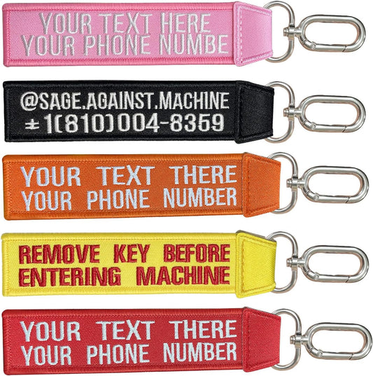 Personalised Keychain, Custom Text/Name bag tags, Embroidered Key Tag for Motorcycle, Luggage, Scooter, Car, Backpacks-Custom Gift Keychain for Men and Women，Couples, Families, Friends,camper