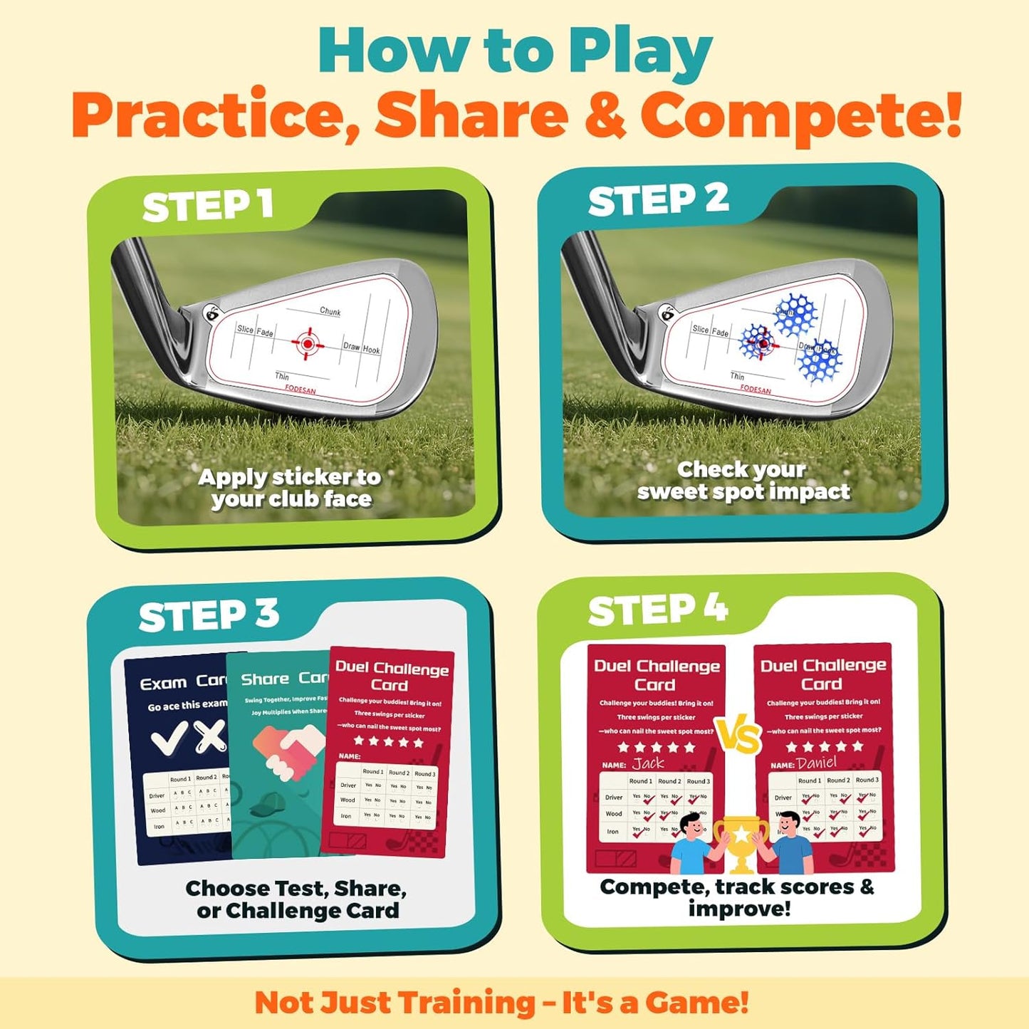 Golf Impact Tape – 2025 Innovative Training & Battle Golf Edition – Club Face Stickers for Drivers, Irons & Woods – Instant Swing Feedback, Interactive Practice,Great Golf Gift for Men & Dads