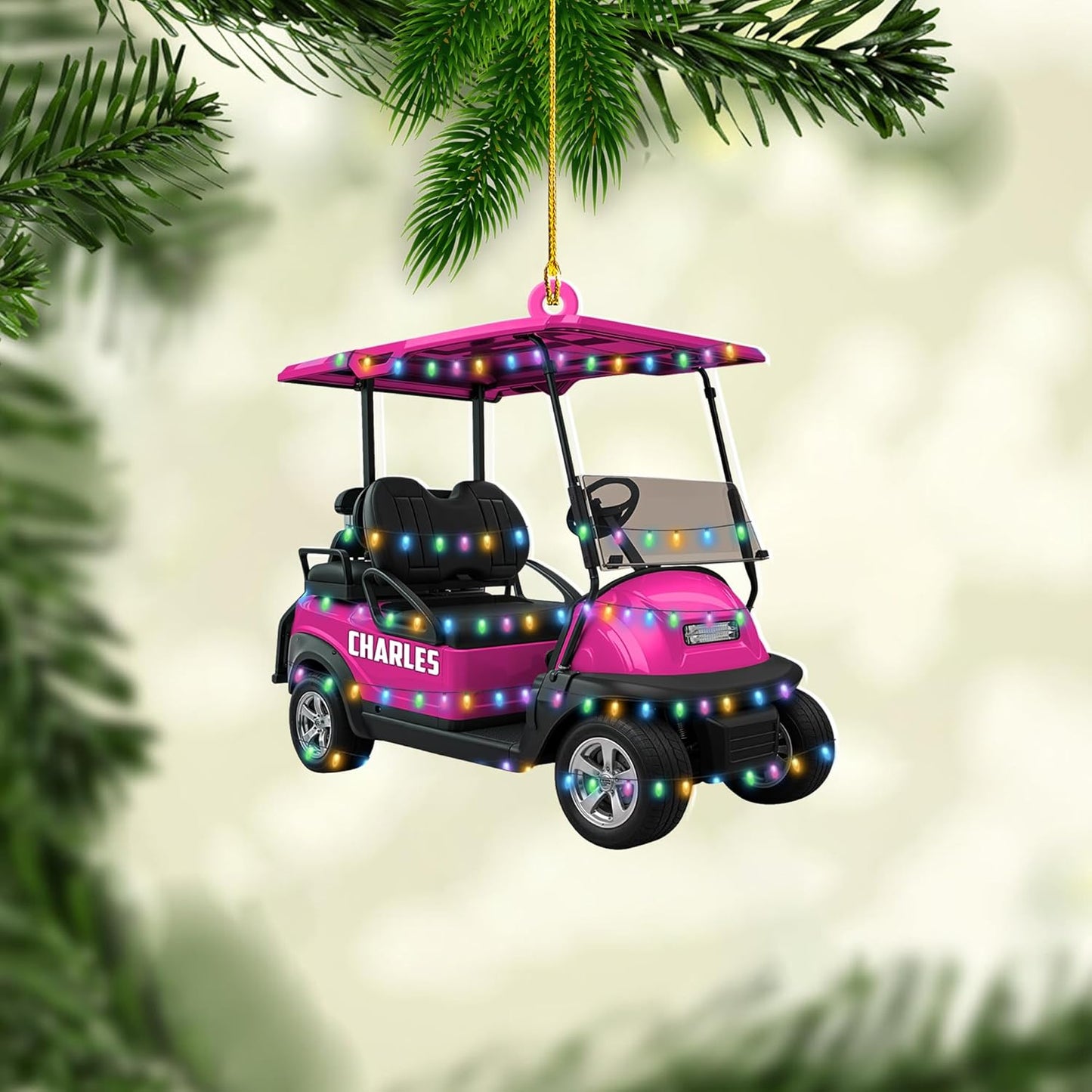 Personalized Golf Ornaments for Christmas Tree 2025 Custom Golf Christmas Ornament Golfing Bag Ornament Sports Golf Cart Ornaments Gift for Golfer Bag Golfing Lovers Hanging Decoration (G18)