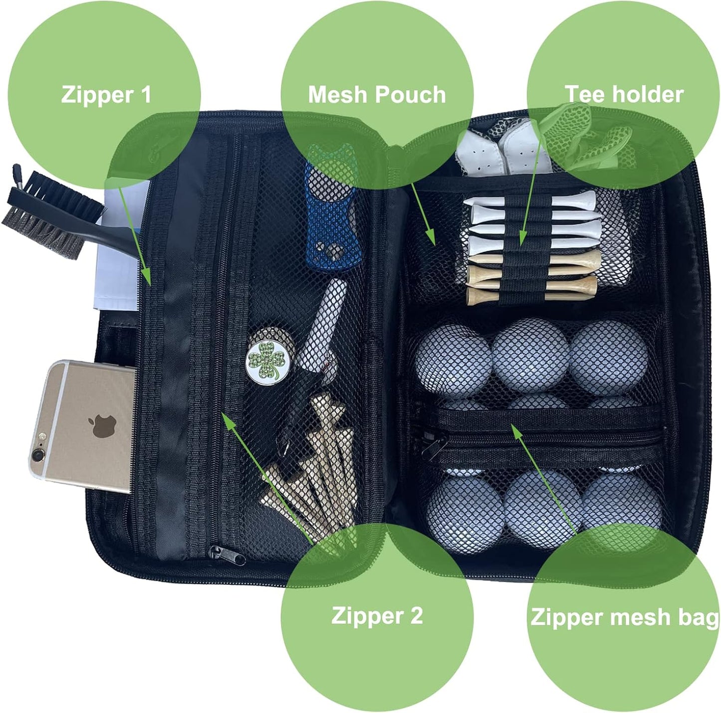 Golf Accessory Bag Organizer for Men - Golf Valuables Pouch