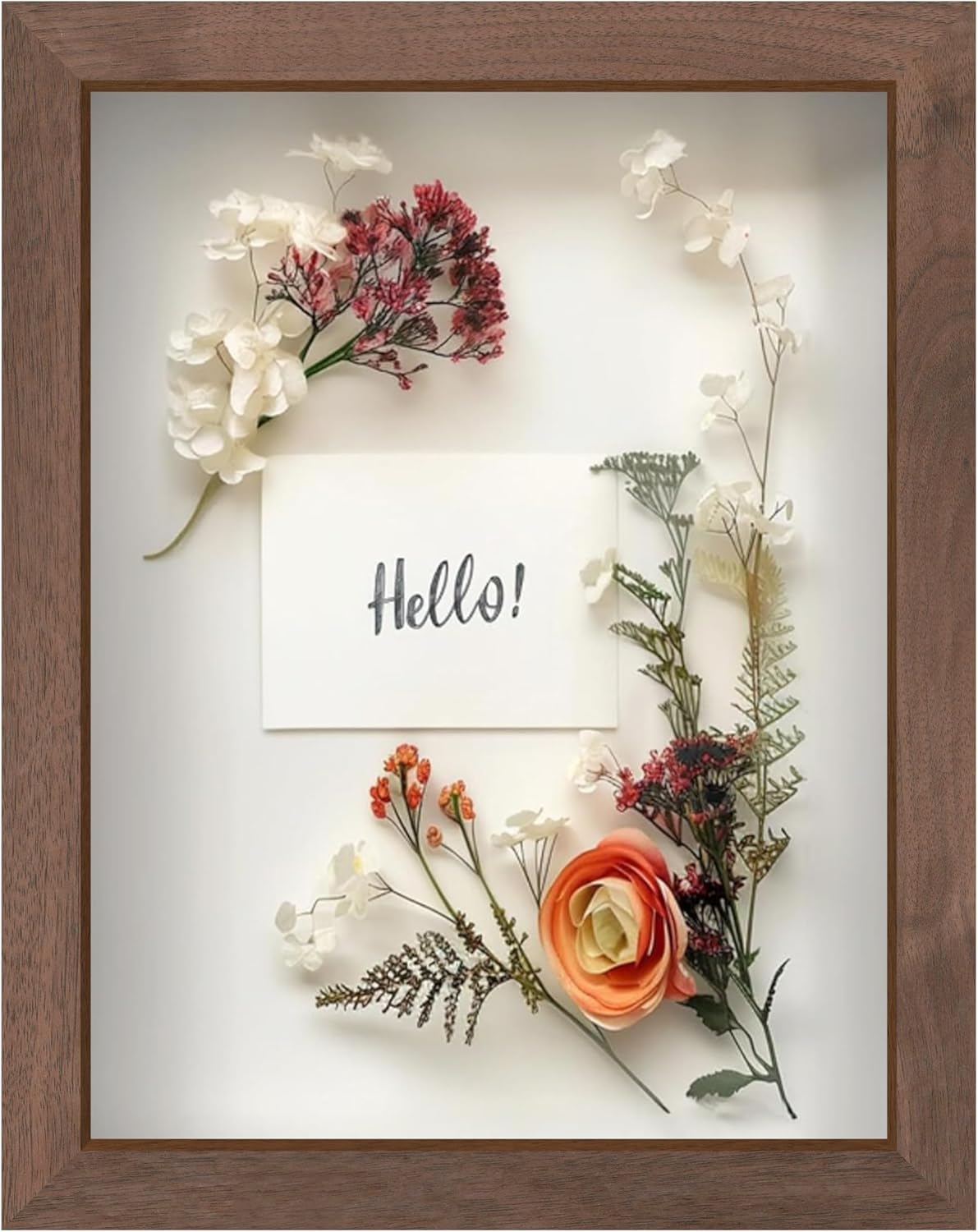 FrameWorks 8.5” x 11” Dark Oak Wooden Shadow Box Frame – Soft Felt Back, Tempered Glass, and Included Elegant White Ball Push Pins,8.5inchx11inch