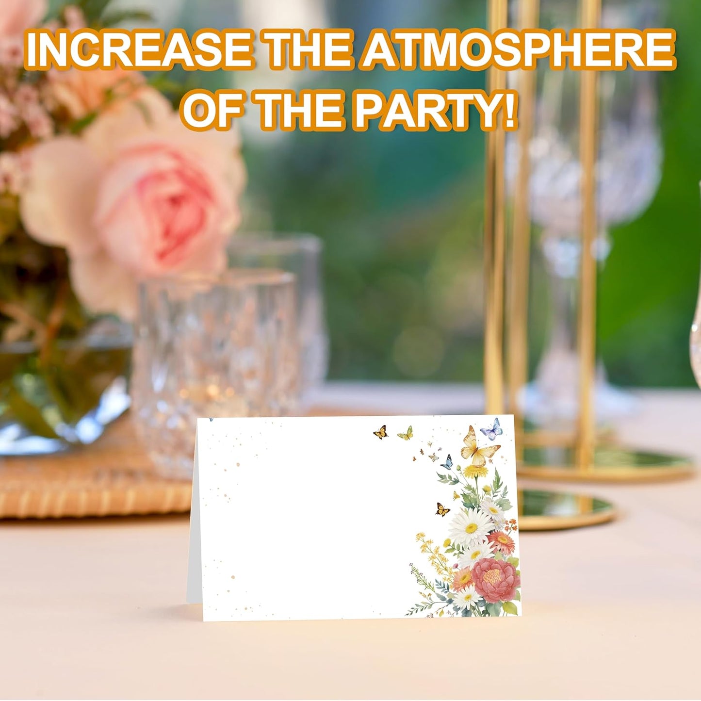 Floral Place Cards, Butterfly Table Place Cards For Table Setting, Name Cards For Birthday Party Wedding Reception Bridal Shower, 25 Cards Included -19