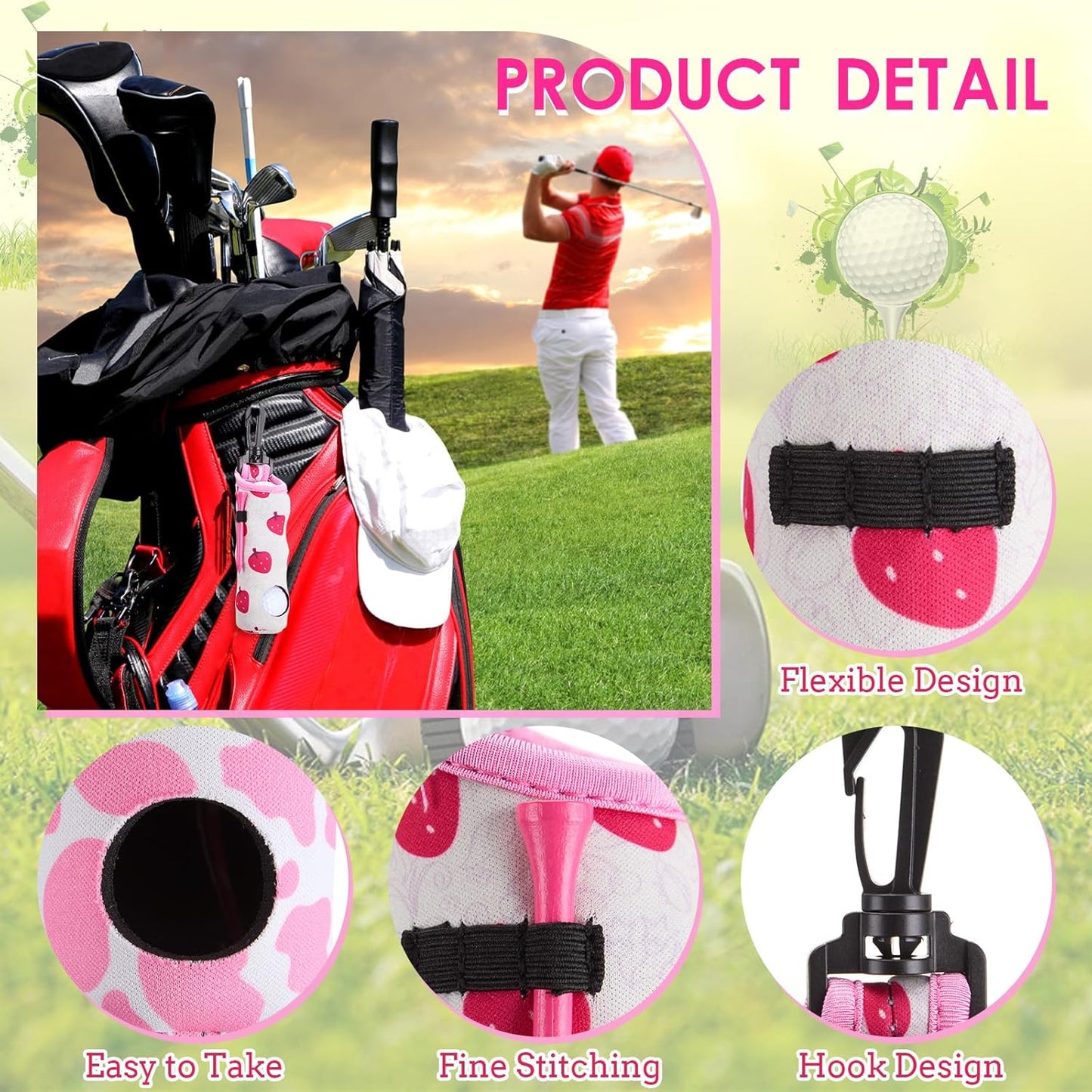 WILLBOND 12 Pcs Golf Ball Tee Holder Neoprene Pouch Golf Ball Carry Bag Multicolor Portable Accessories for Man Woman