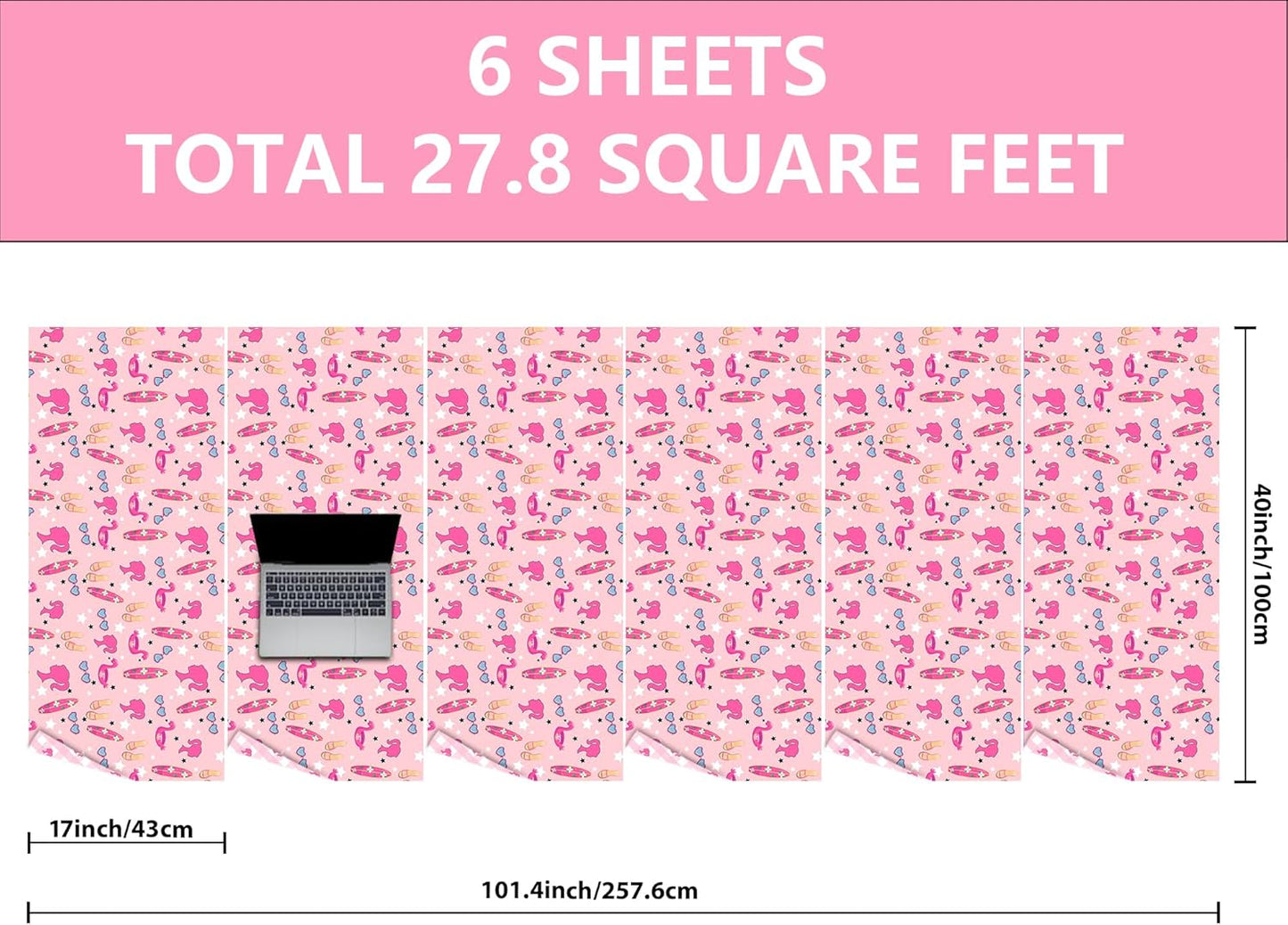 Vnaaem Reversible Girl Princess Wrapping Paper Roll for Girls Women - Pink Birthday Gift Wrap with stars, Plaid for Holiday Baby Shower Wedding Bridal Shower DIY Craft Party - 17 in x 20 ft(Total 28.5sq.ft)