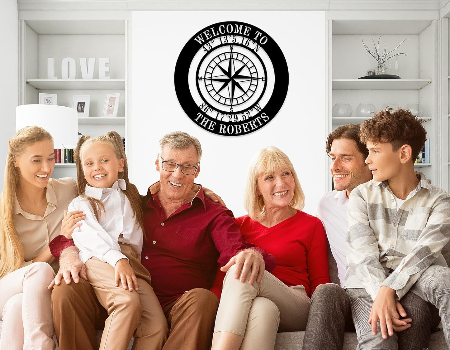 Custom Compass Metal Sign, Personalized Coordinates Sign, Nautical Wall Art, Custom Coordinates Wall Decor, Beach Lake House Decor