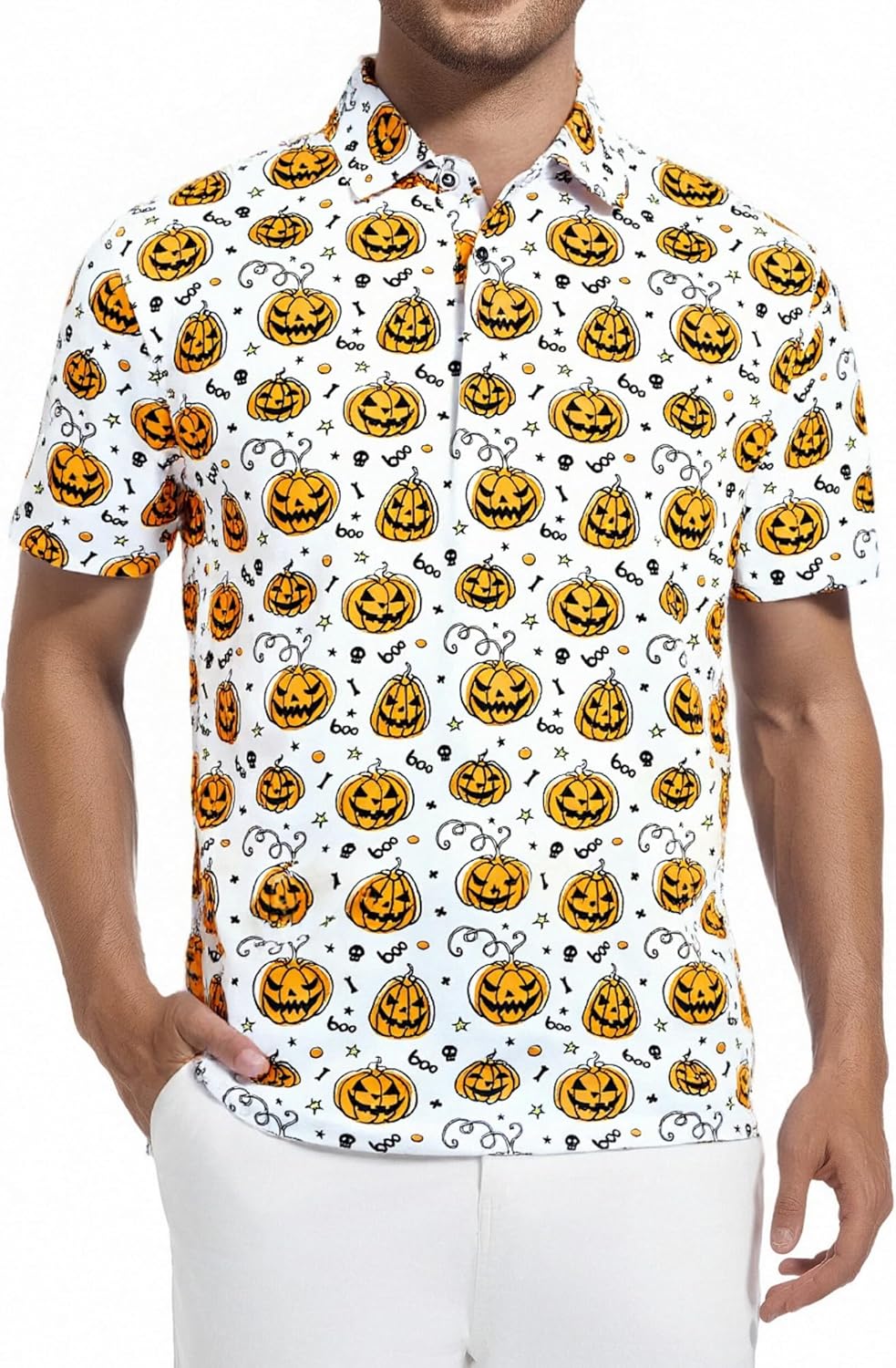 Alex Vando Mens Hawaiian Golf Shirt Moisture Wicking Digital Print Golf Shirts for Men